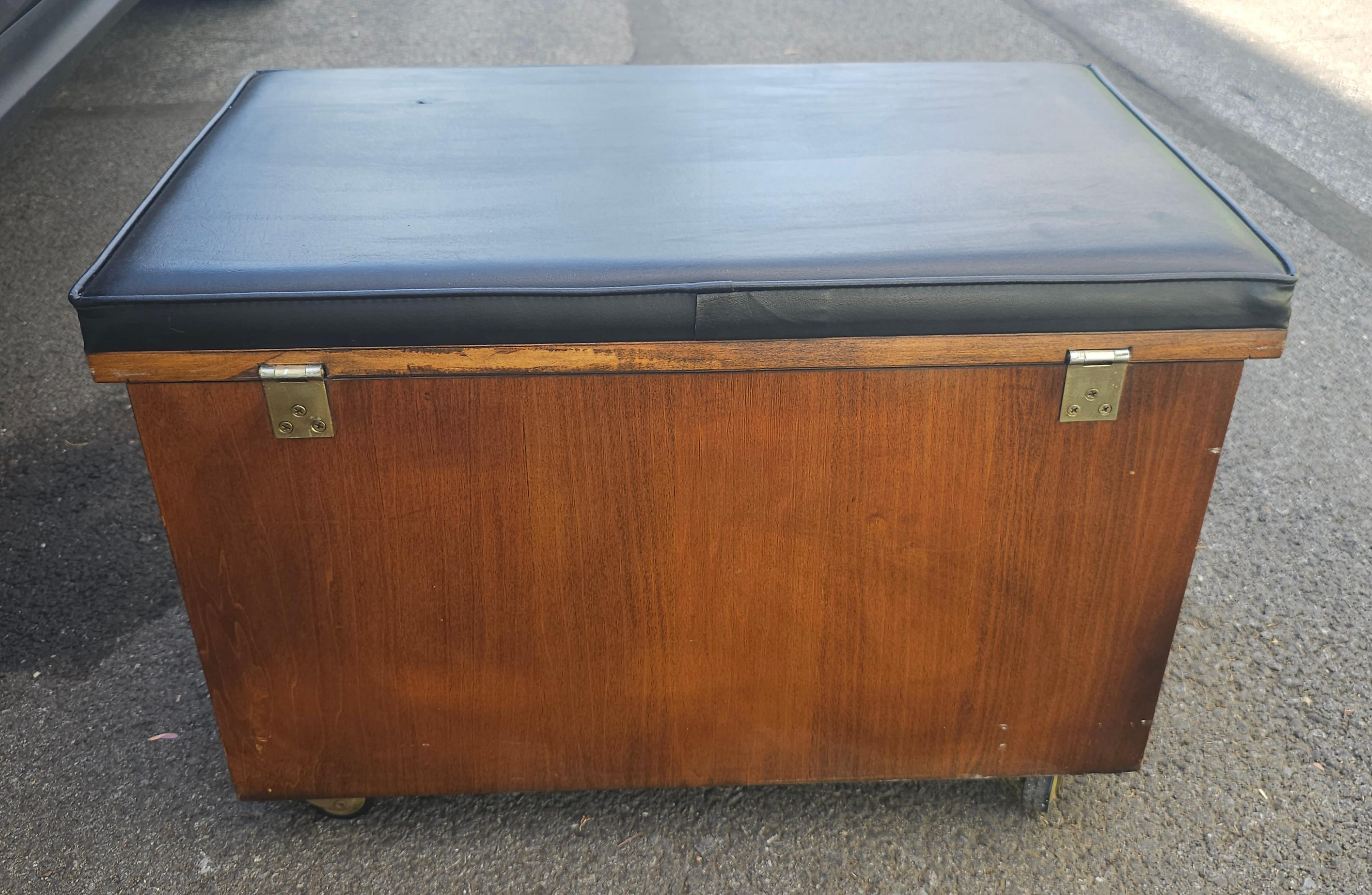 Lane Altavista Mid Century Rolling Records Cabinet Storage Chest and Bench For Sale 3
