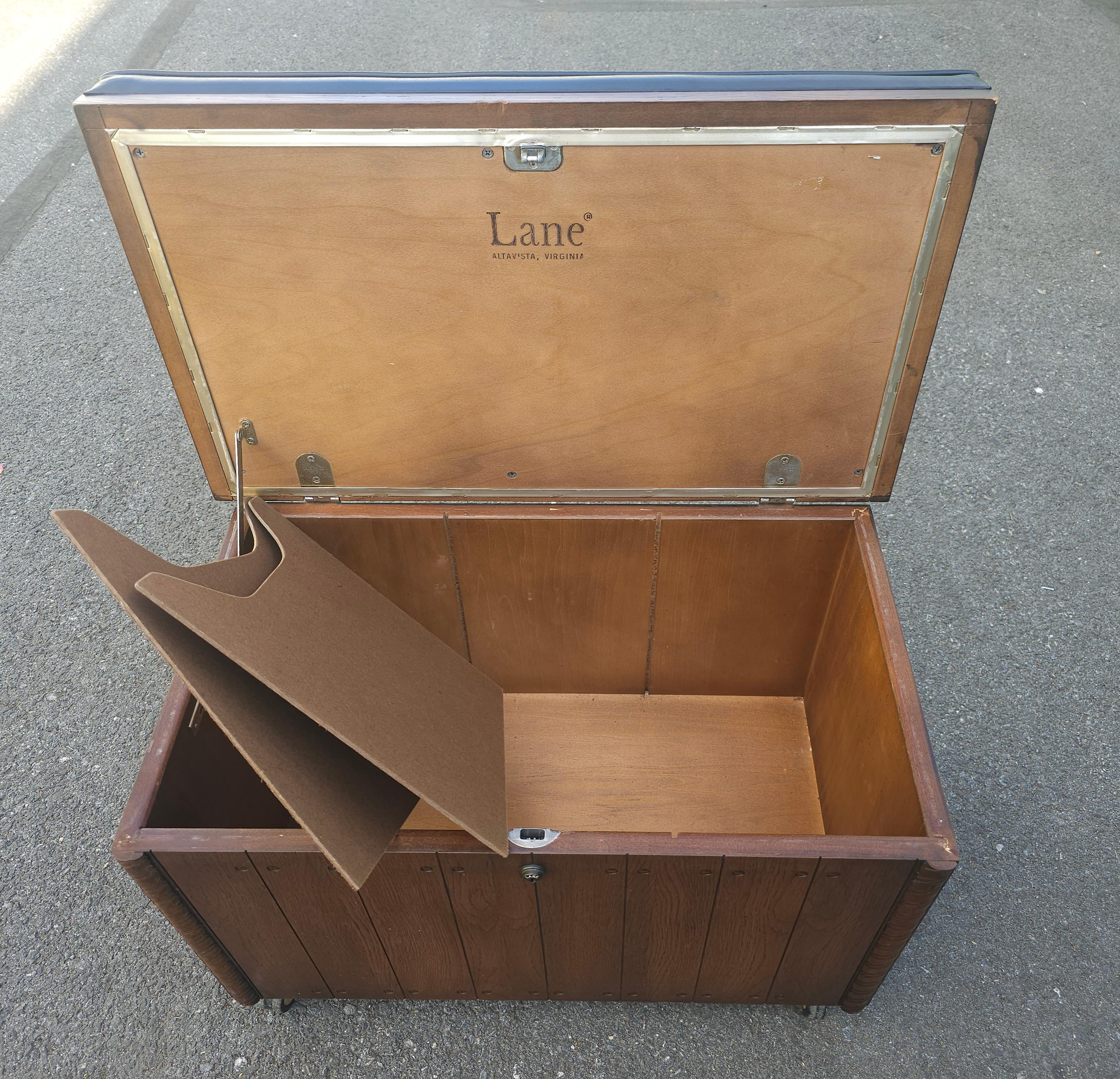 American Lane Altavista Mid Century Rolling Records Cabinet Storage Chest and Bench For Sale