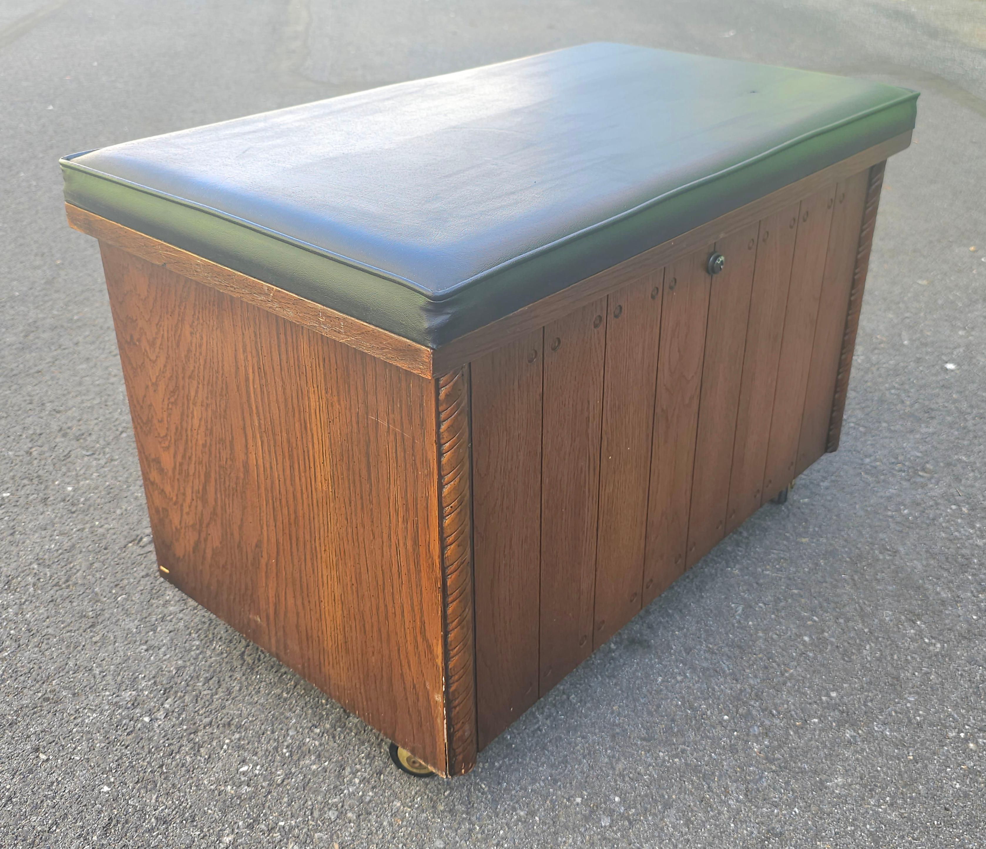 Other Lane Altavista Mid Century Rolling Records Cabinet Storage Chest and Bench For Sale