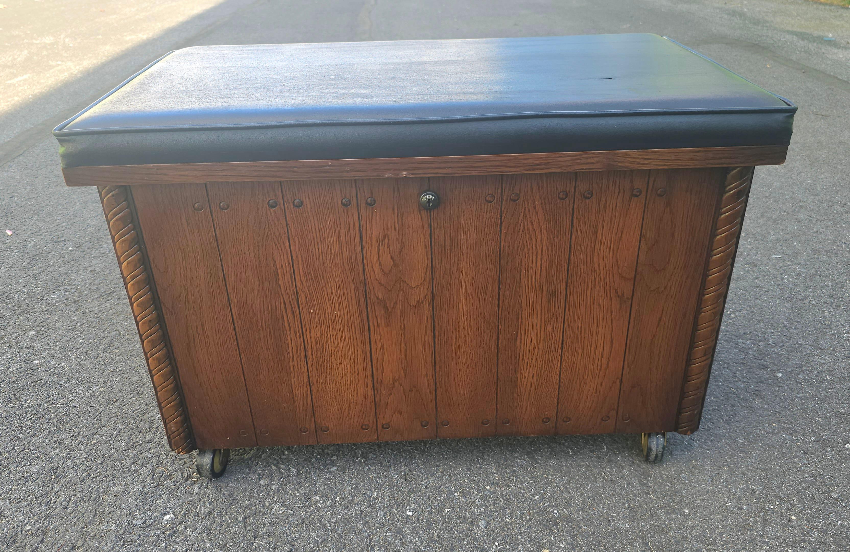Plastic Lane Altavista Mid Century Rolling Records Cabinet Storage Chest and Bench For Sale
