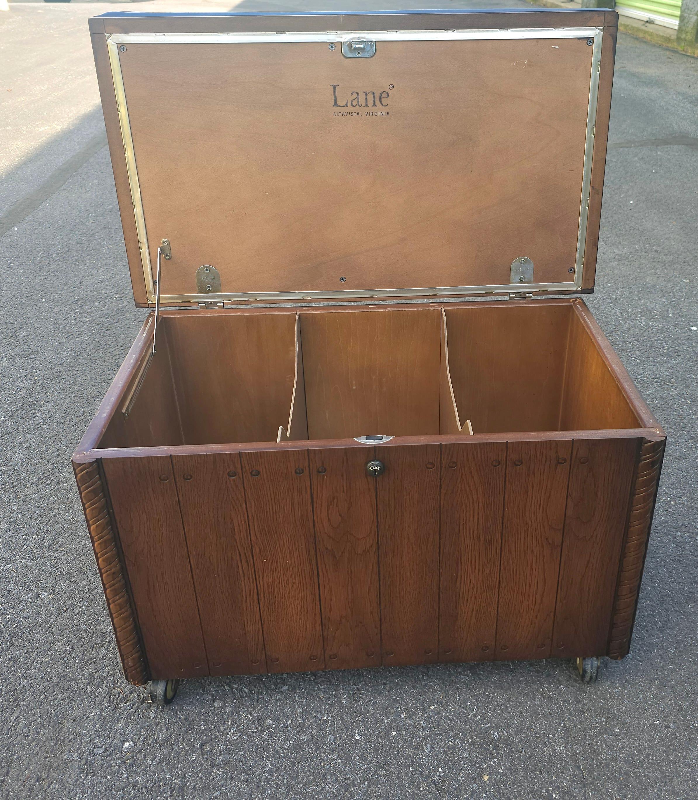 Lane Altavista Mid Century Rolling Records Cabinet Storage Chest and Bench For Sale 1