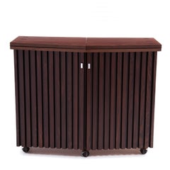 Lane Altavista Mid Century Slatted Rosewood Walnut Bar Server Credenza Cabinet