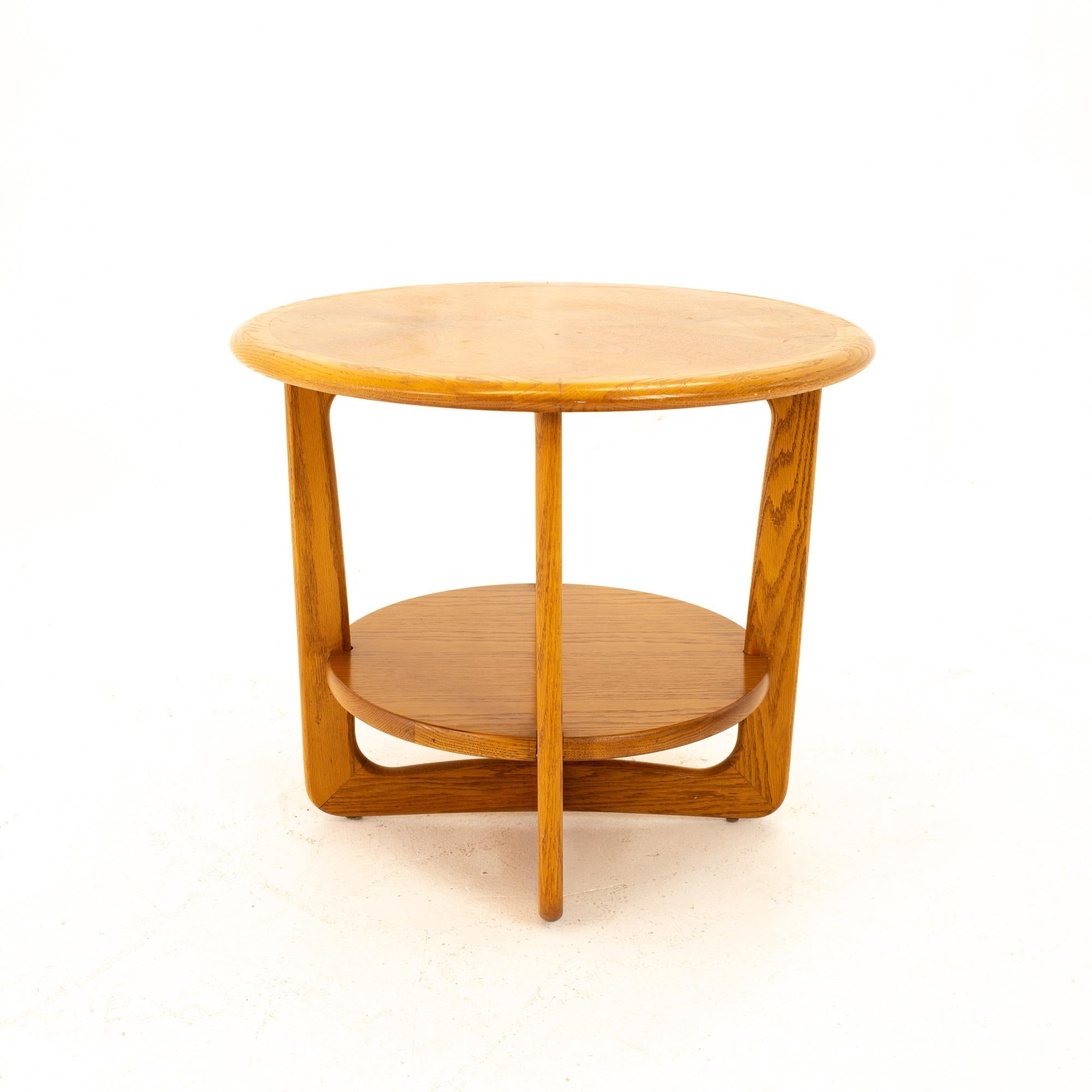 Lane Altavista mid century walnut round side end table
End table measures: 26.5 wide x 26.5 deep x 22 high

All pieces of furniture can be had in what we call restored vintage condition. That means the piece is restored upon purchase so it’s free