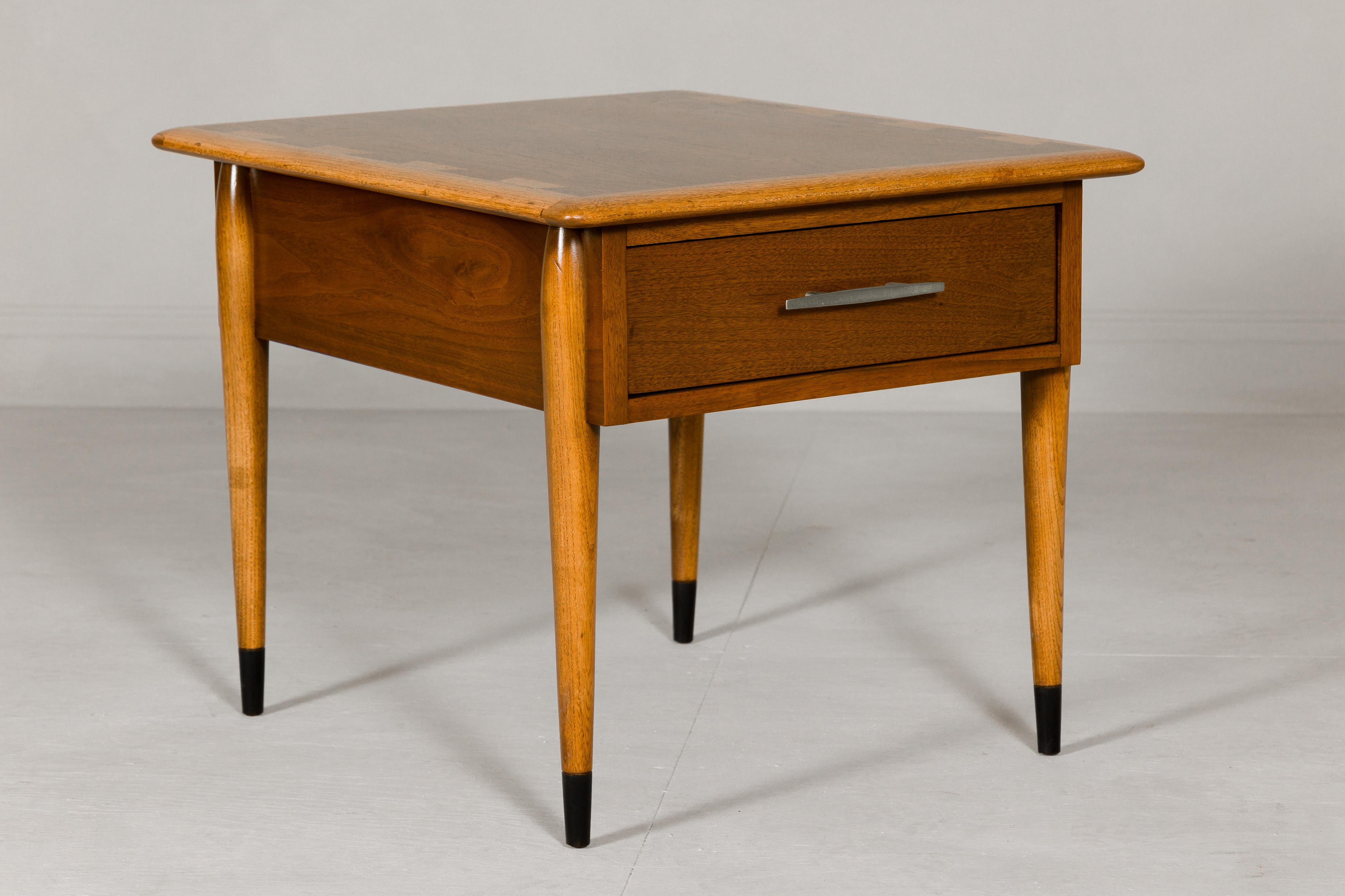 Lane Altavista Midcentury Side Table with Single Drawer and Tapering Legs For Sale 4