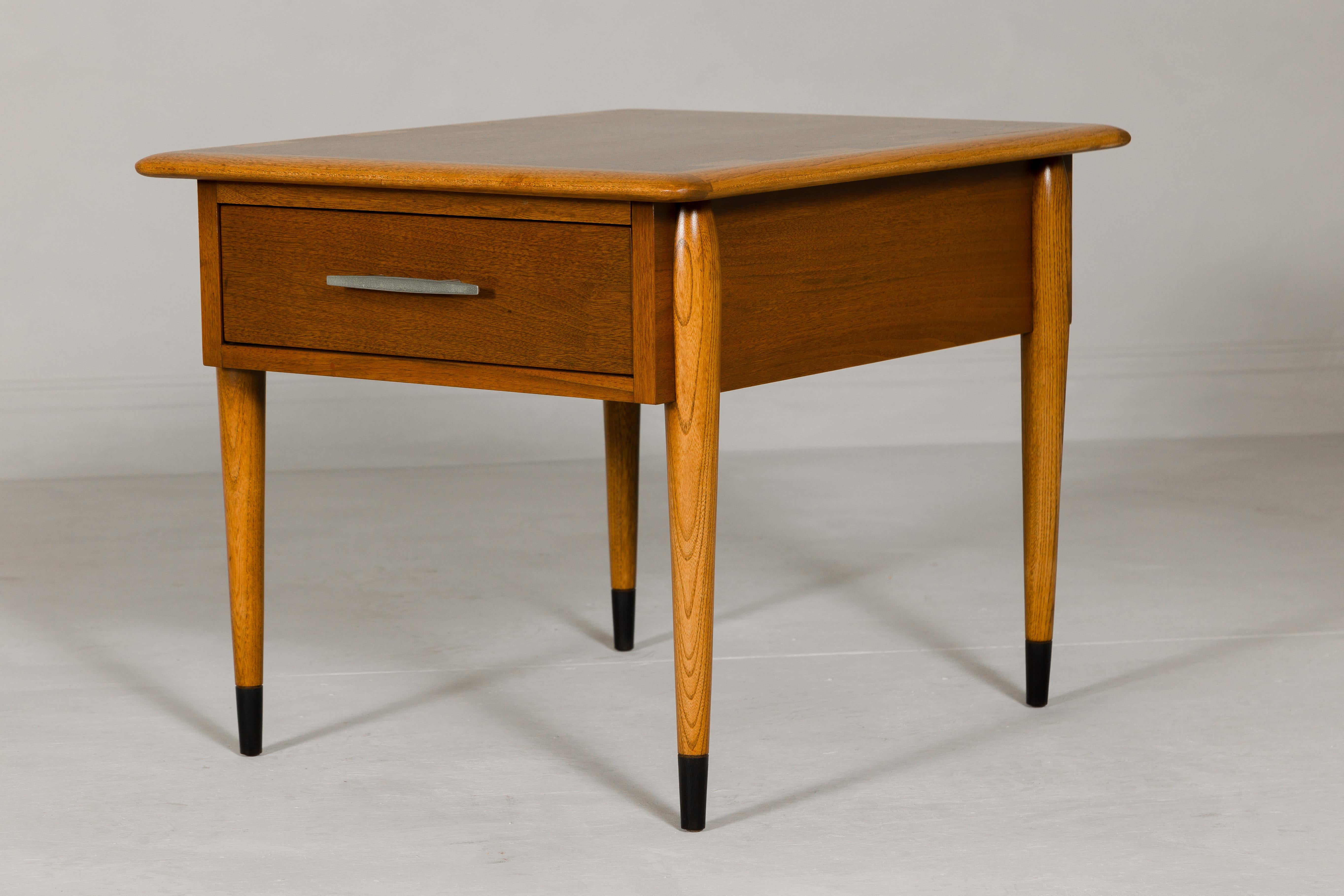 American Lane Altavista Midcentury Side Table with Single Drawer and Tapering Legs For Sale