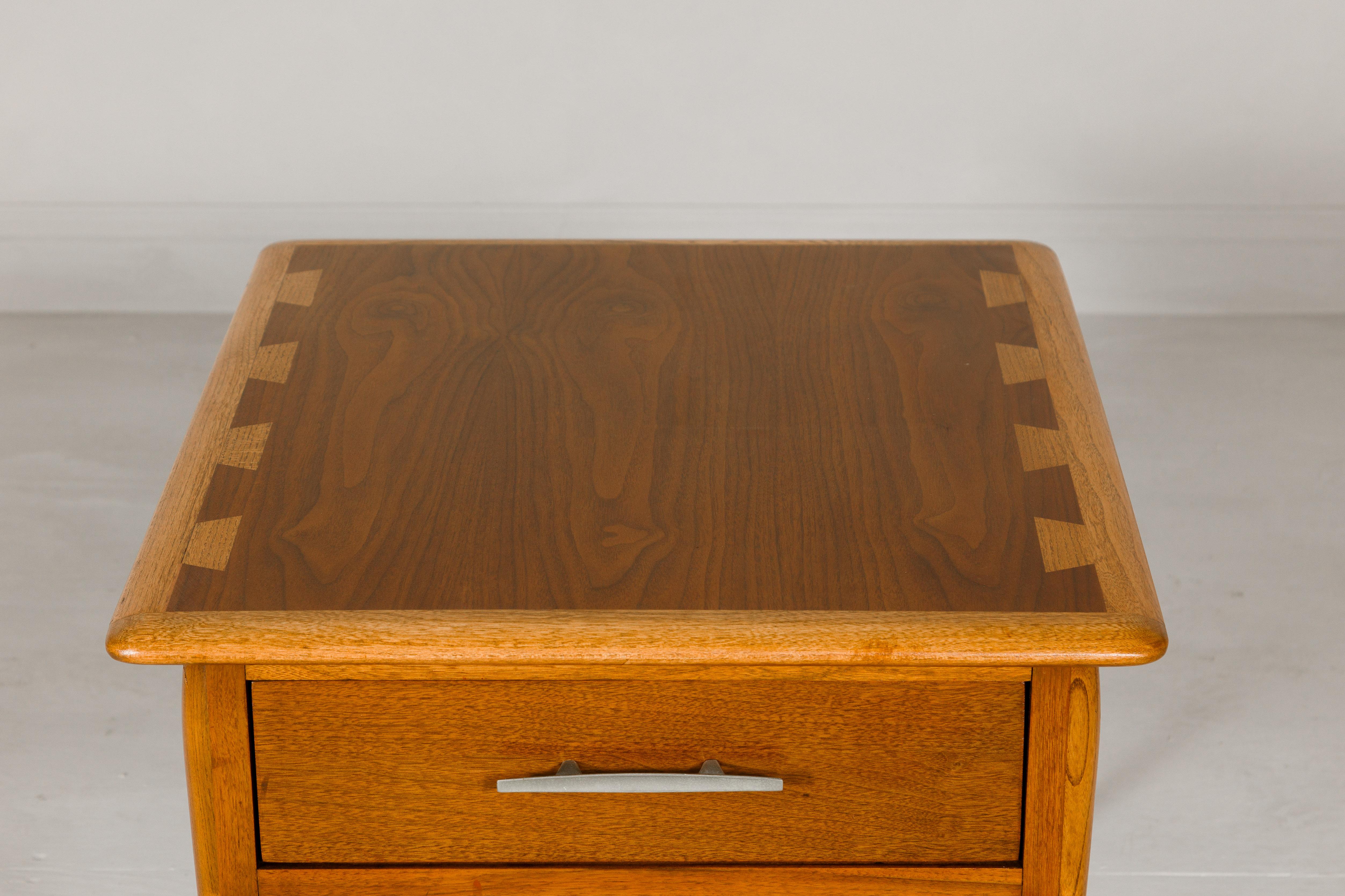 Lane Altavista Midcentury Side Table with Single Drawer and Tapering Legs For Sale 1