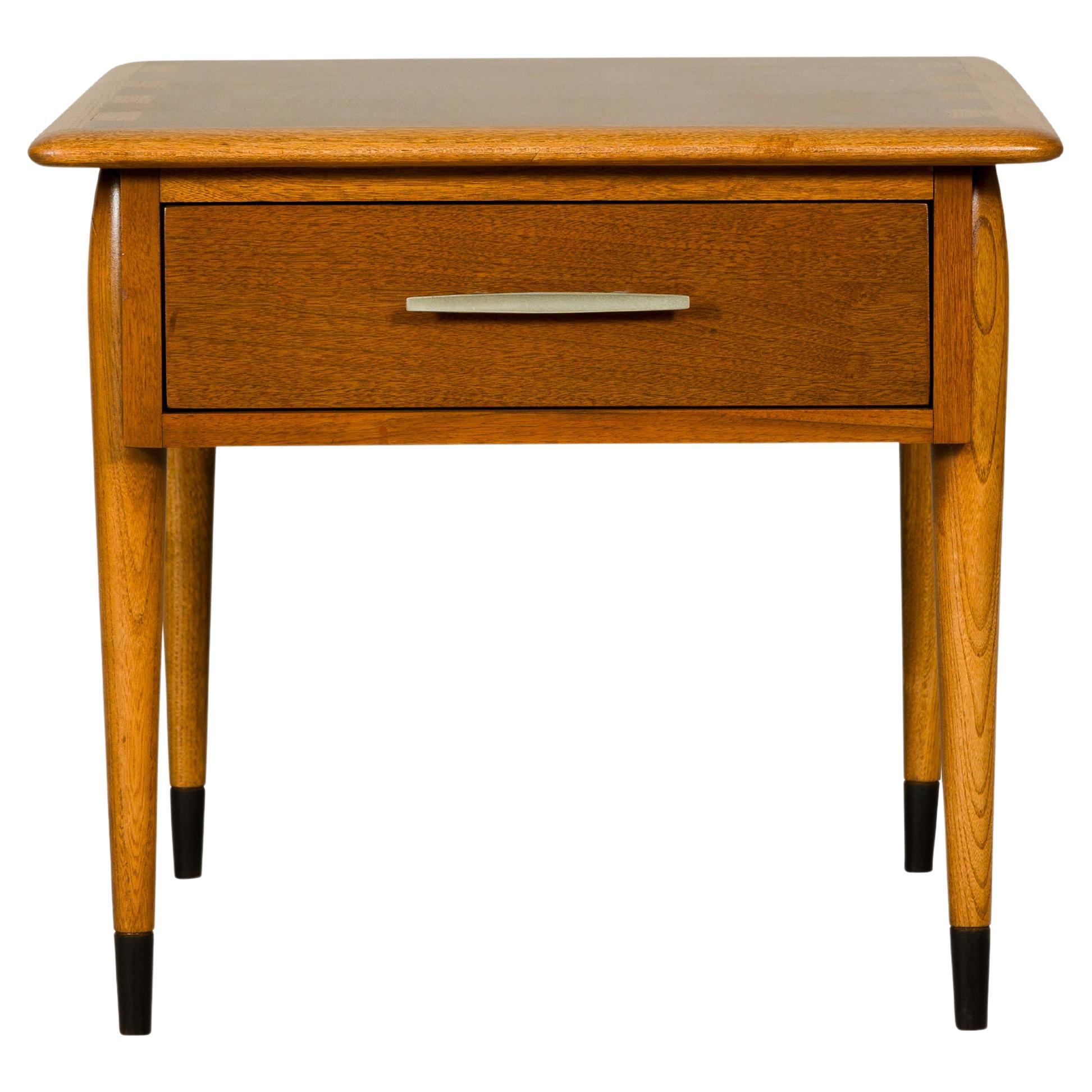 Lane Altavista Midcentury Side Table with Single Drawer and Tapering Legs For Sale