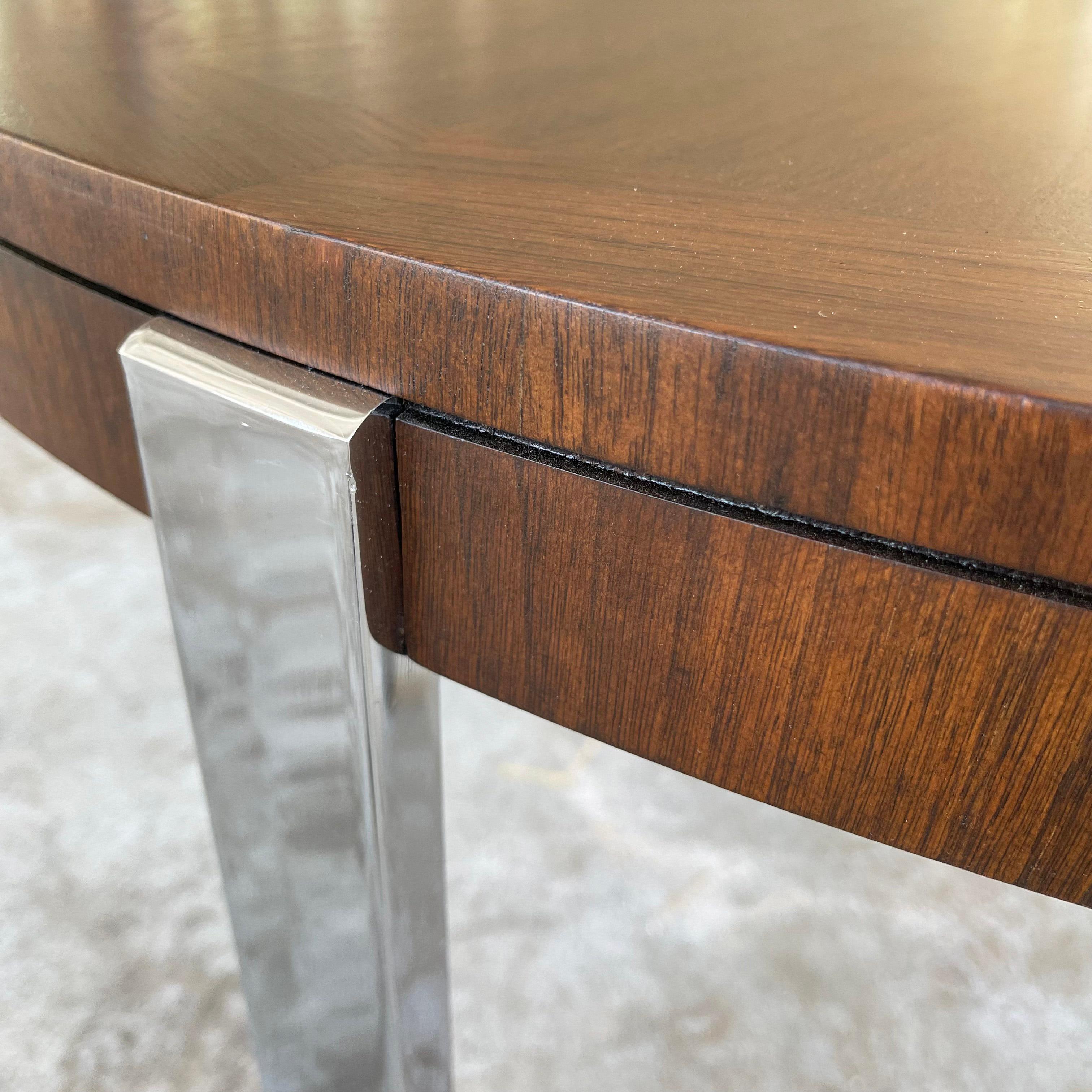 Lane Altavista Round Walnut Chrome Extension Dining Table 9
