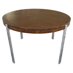 Lane Altavista Round Walnut Chrome Extension Dining Table