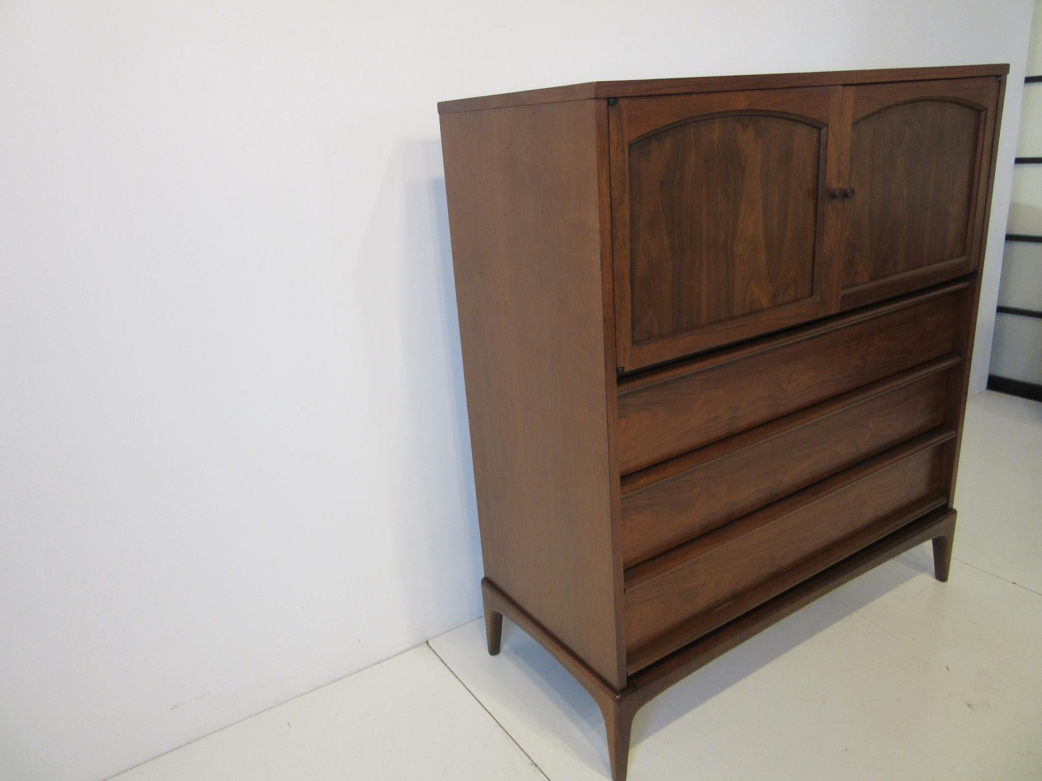 American Lane Altavista Tall Walnut Dresser Chest from the Rhythm Collection