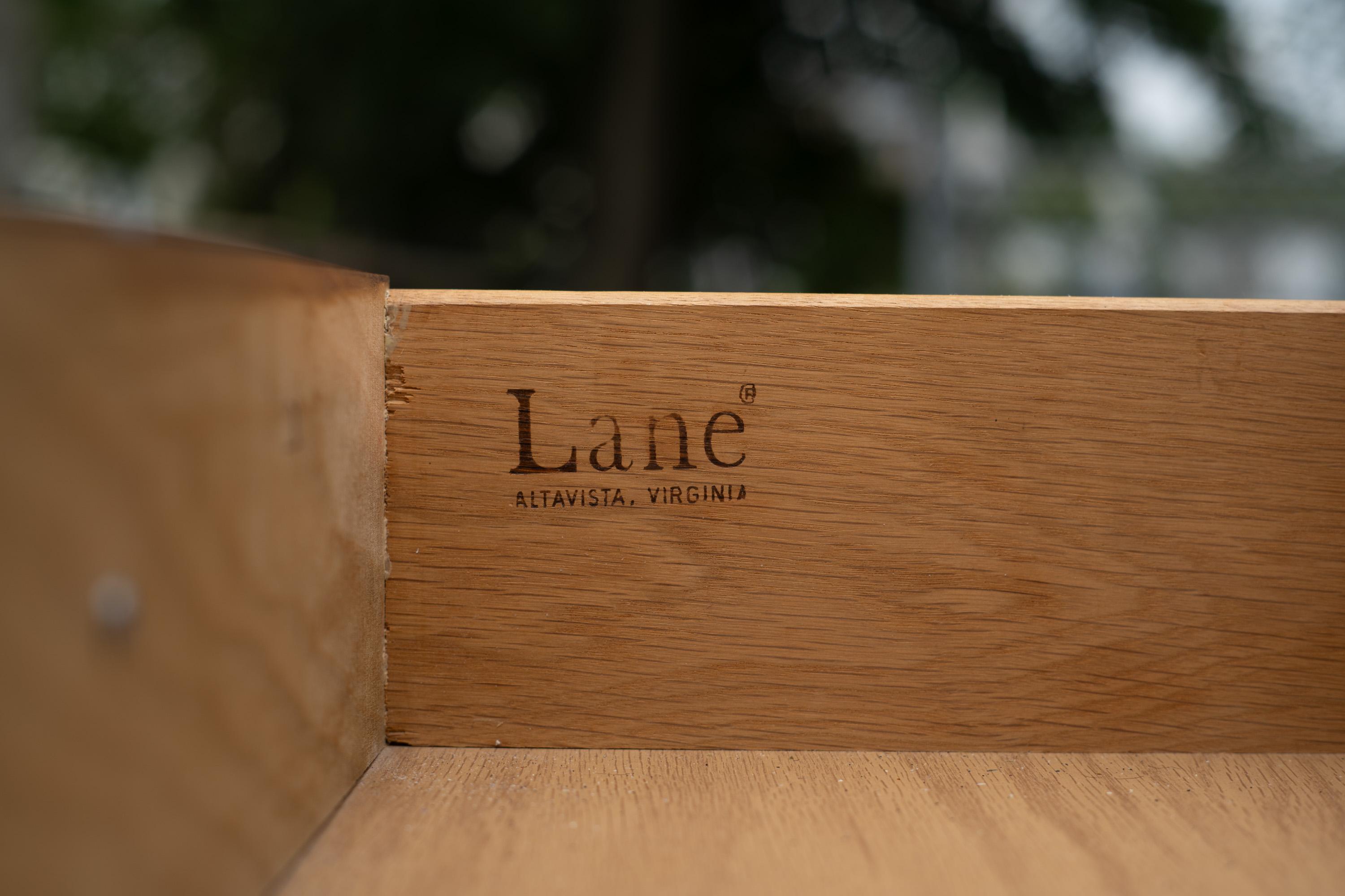 Lane Altavista Walnut & Rosewood 9 Drawer Long Dresser or Cabinet w/ Chrome Legs For Sale 10