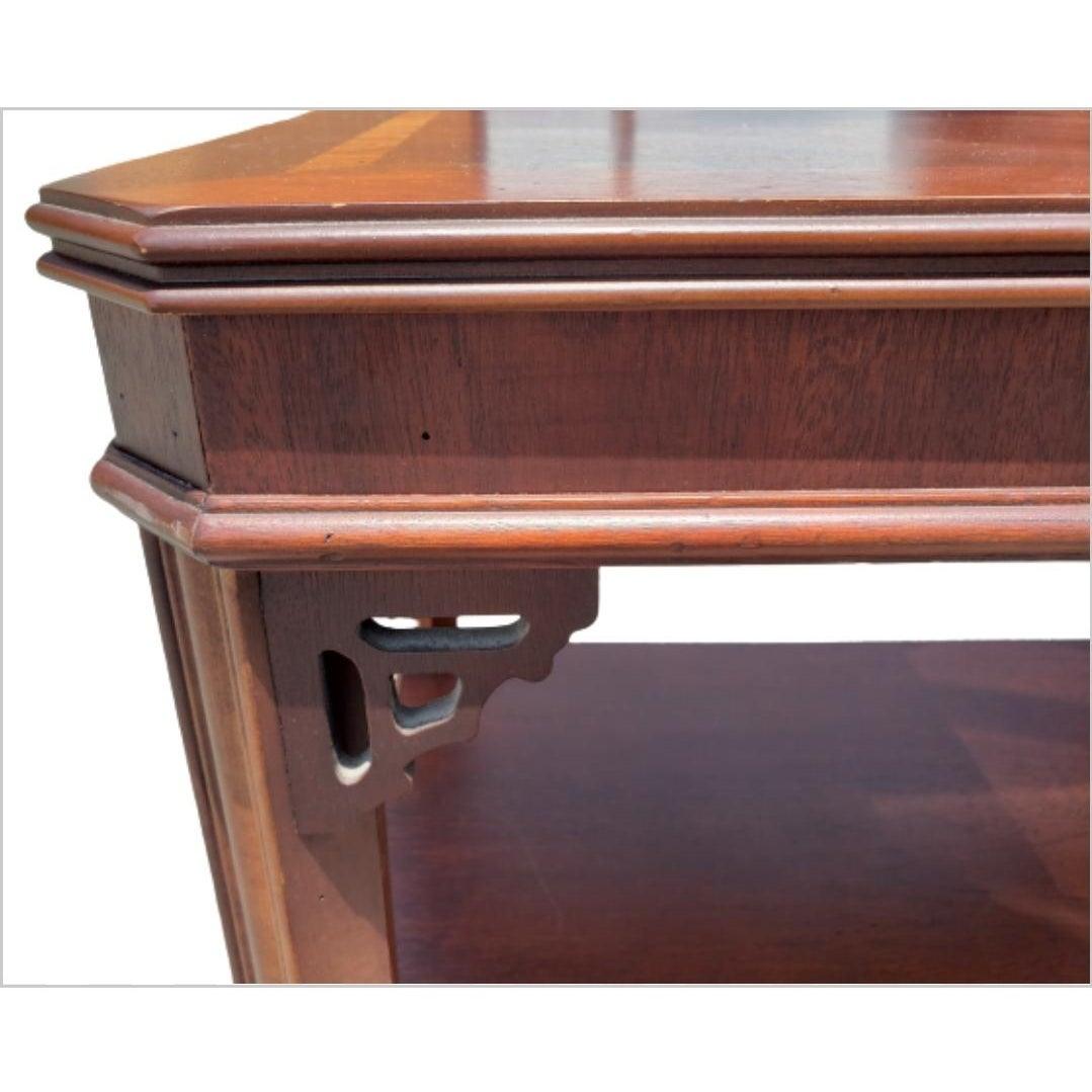 Woodwork Lane Altavista Va Chippendale Style Mahogany Banded and Bookmatched Top Side For Sale
