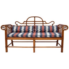 Vintage Lane Bamboo Caned Rattan Chinoiserie Sofa