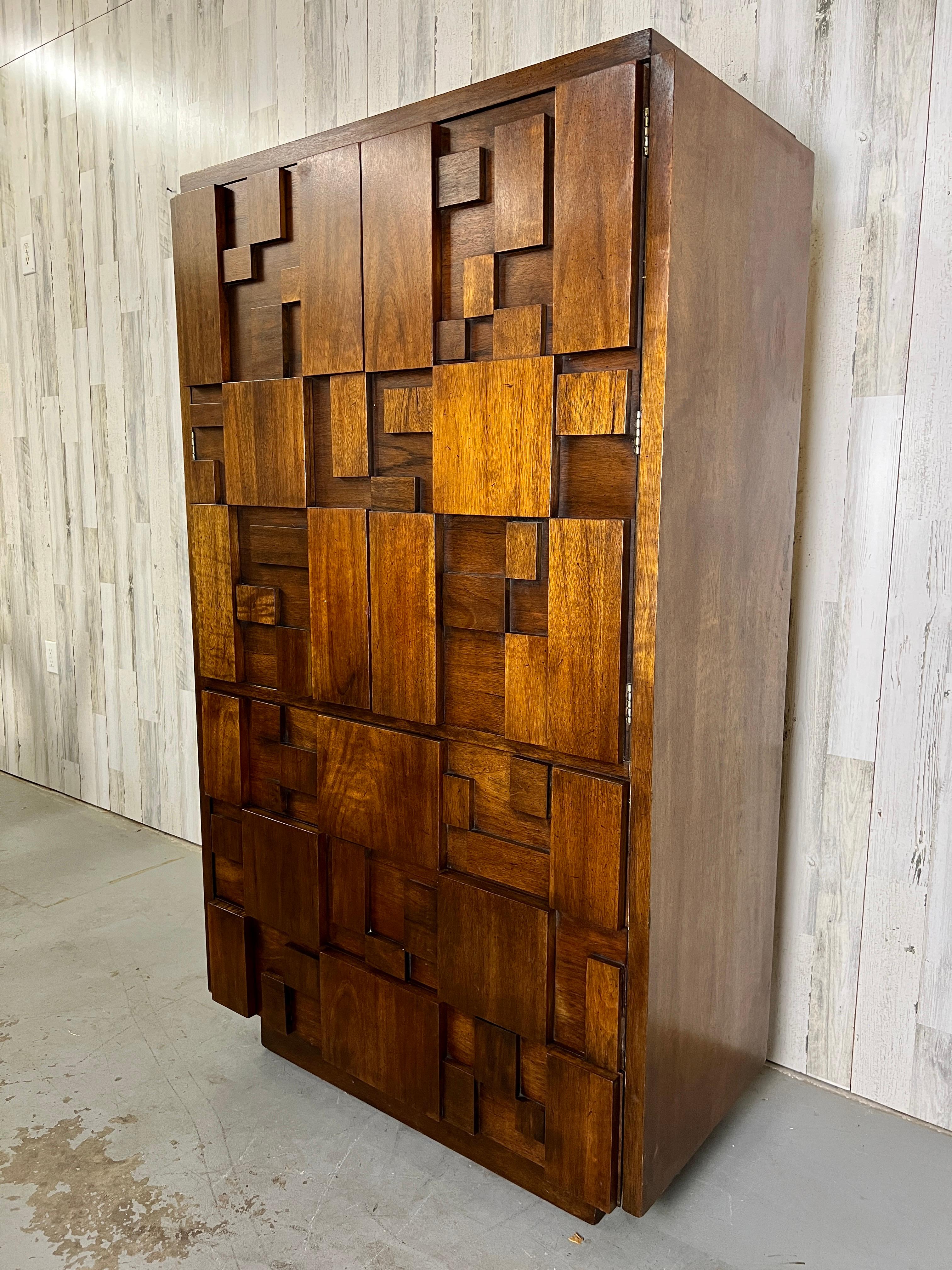 Lane Brutalist Armoire In Good Condition In Denton, TX