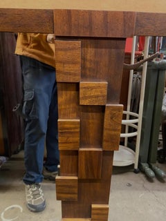 Lane Brutalist Cubist Vintage Mid Century Modern Walnut Rectangular Mirror