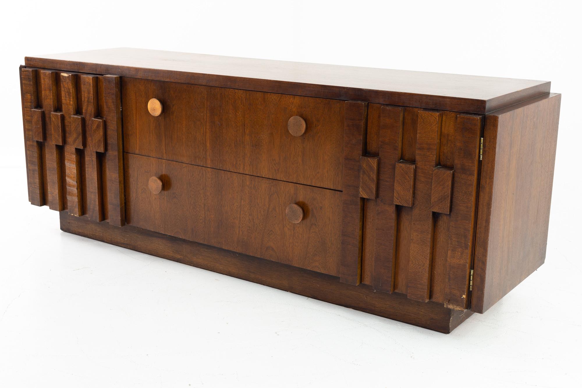 American Lane Brutalist Mid Century Low Profile Credenza