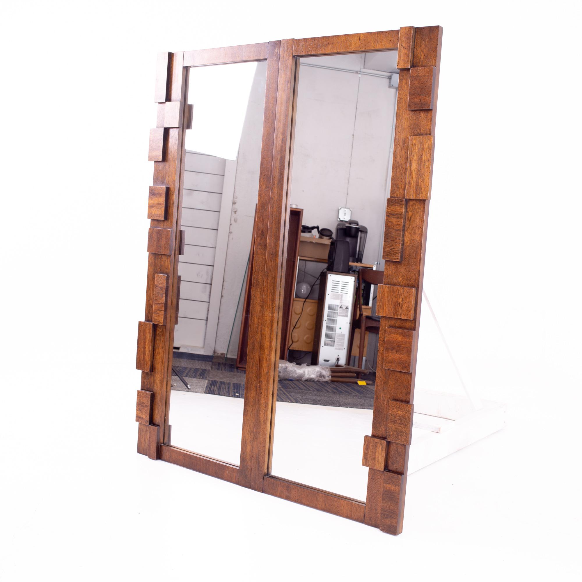 Mid-Century Modern Lane Brutalist Mid Century Mirrors, Pair For Sale