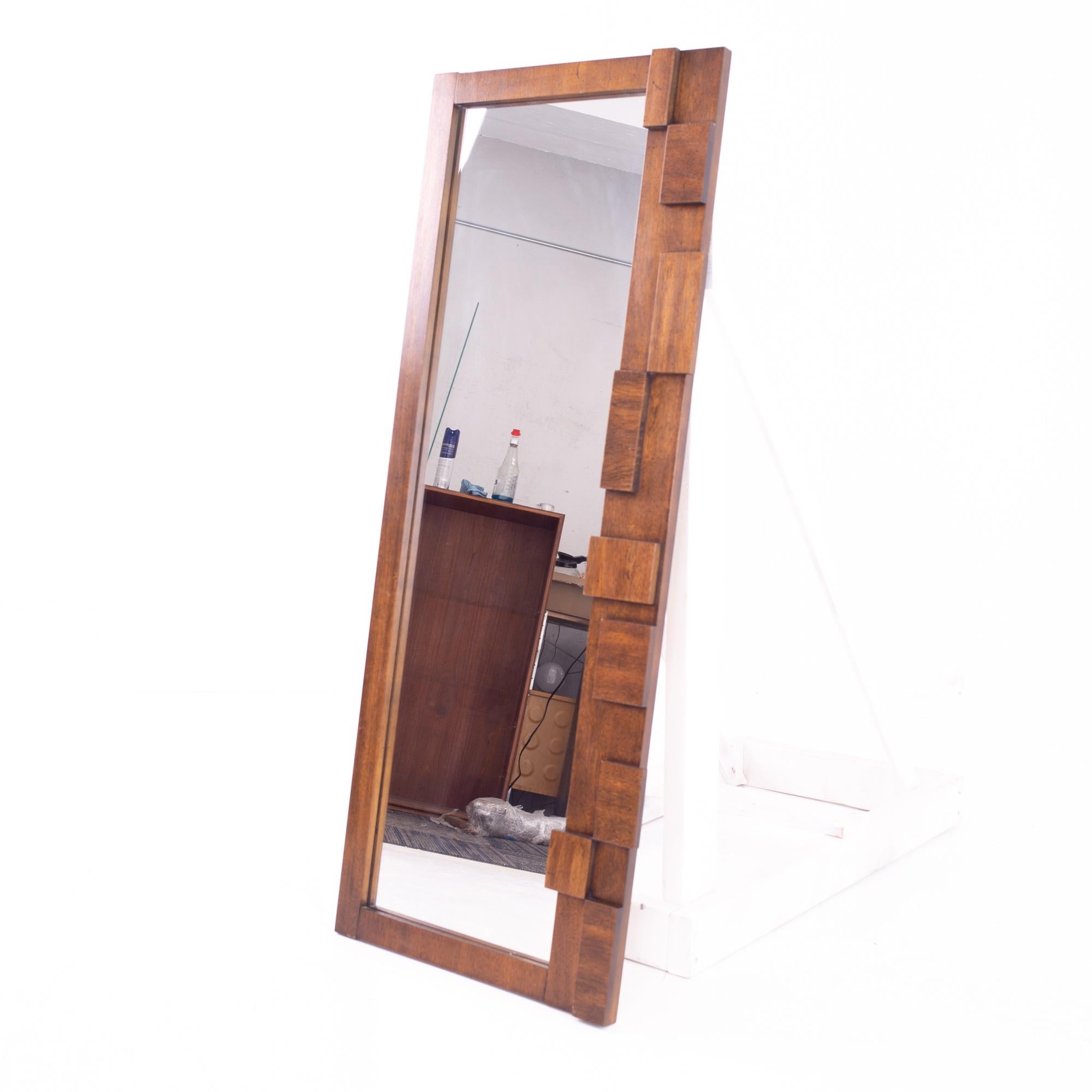 Late 20th Century Lane Brutalist Mid Century Mirrors, Pair