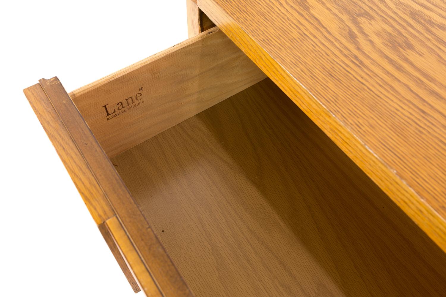 Lane Brutalist Mid Century Oak 9 Drawer Lowboy Dresser 2