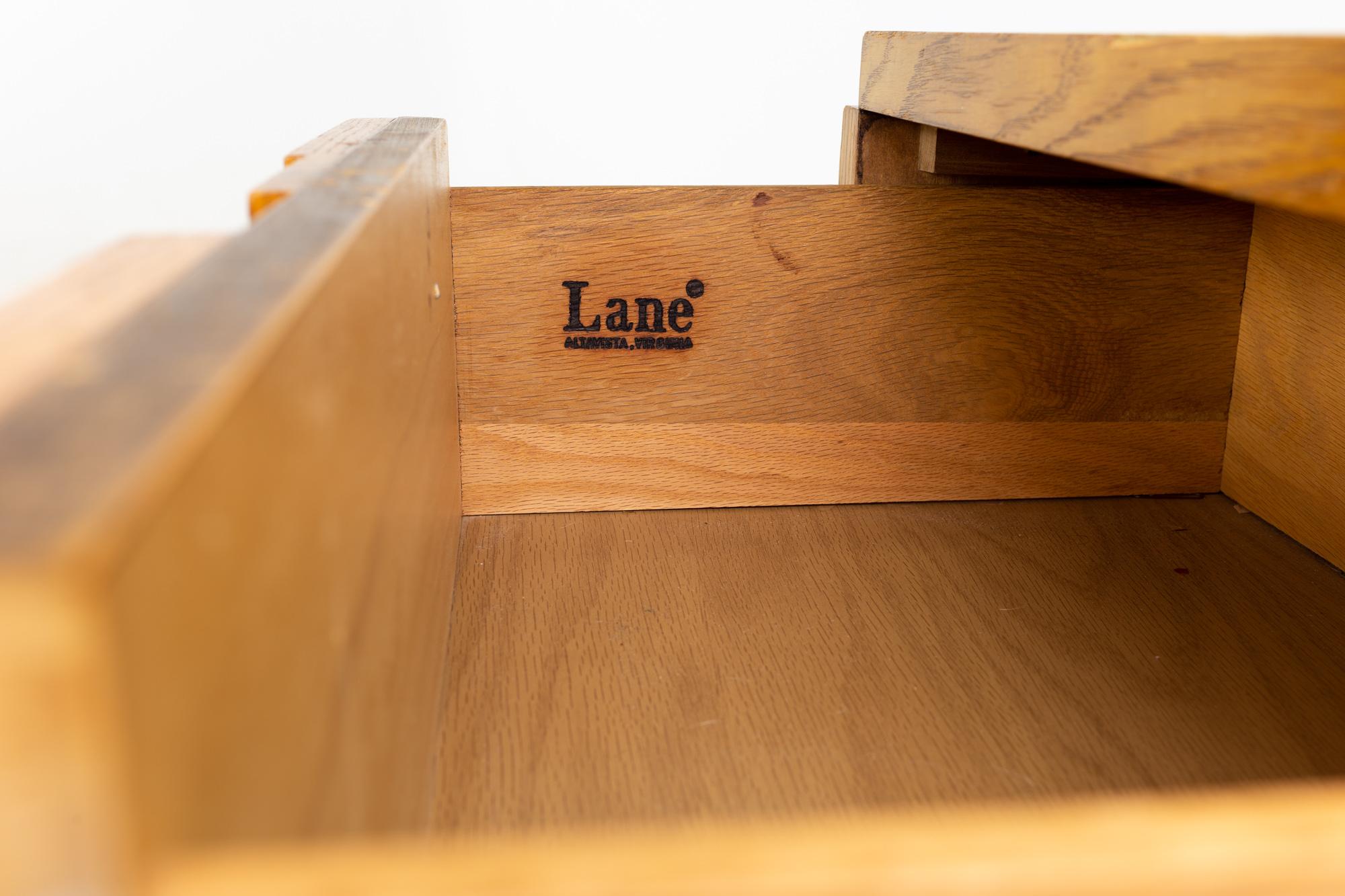 Lane Brutalist Mid Century Oak Lowboy Dresser 5