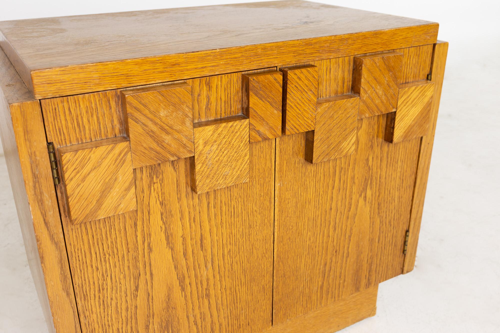 Lane Brutalist Mid Century Oak Nightstands, a Pair 5
