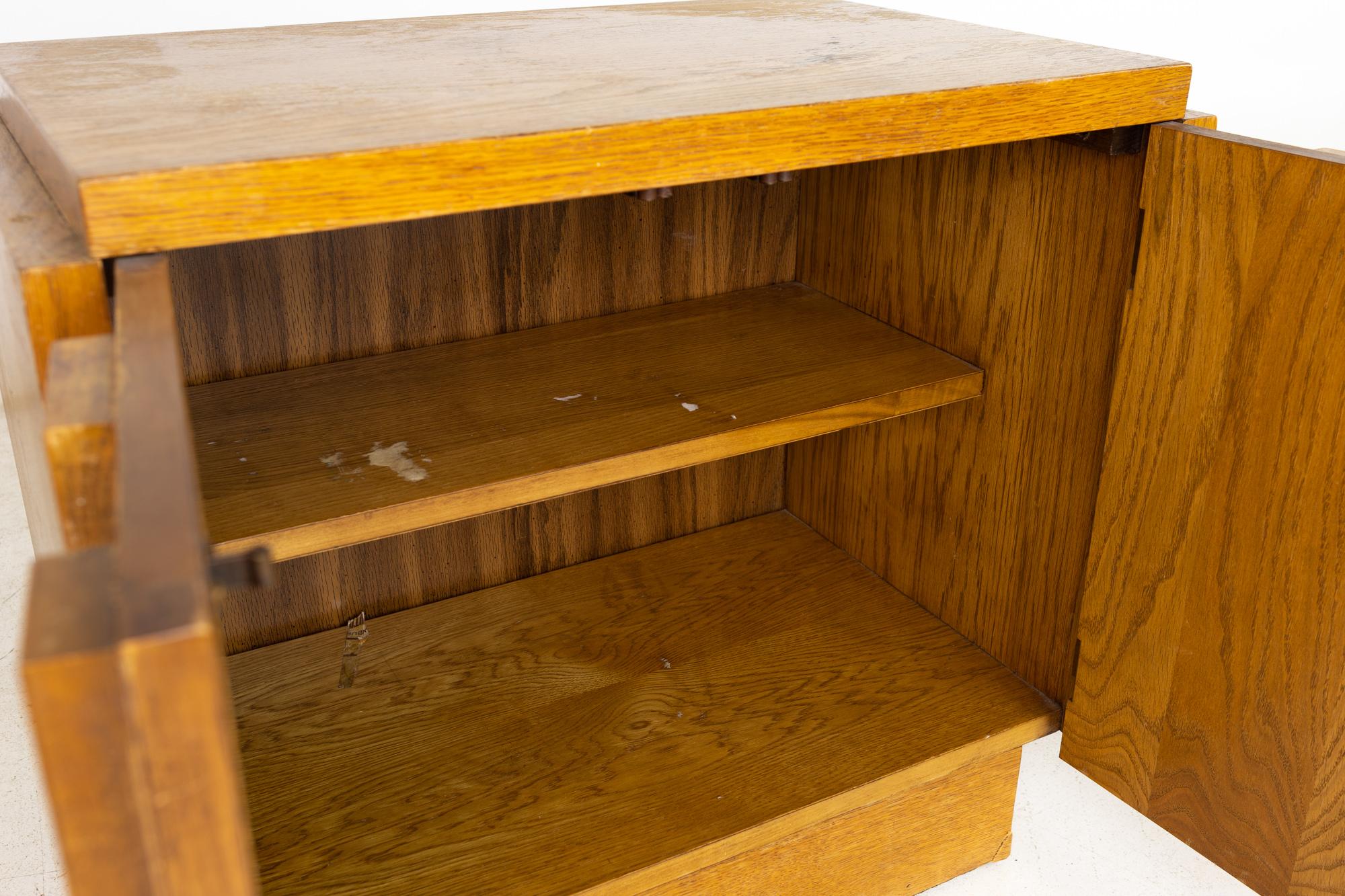 Lane Brutalist Mid Century Oak Nightstands, a Pair 6