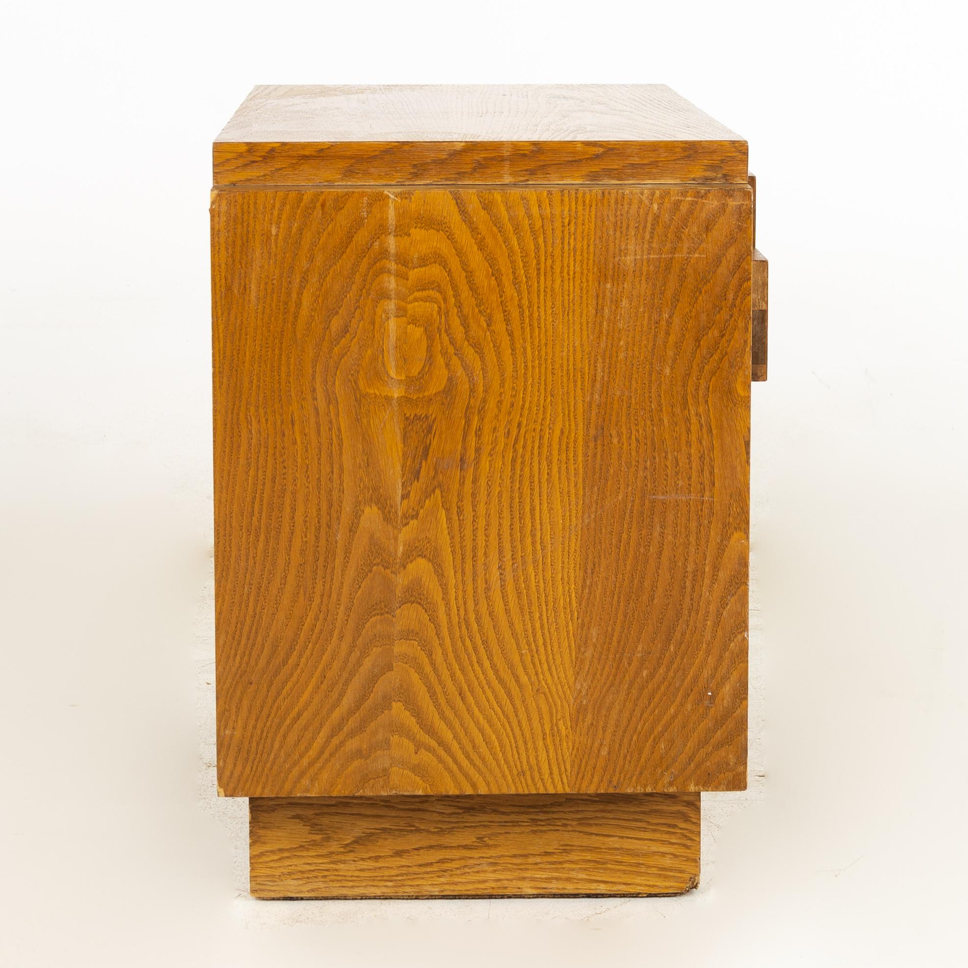Lane Brutalist Mid Century Oak Nightstands, a Pair 2