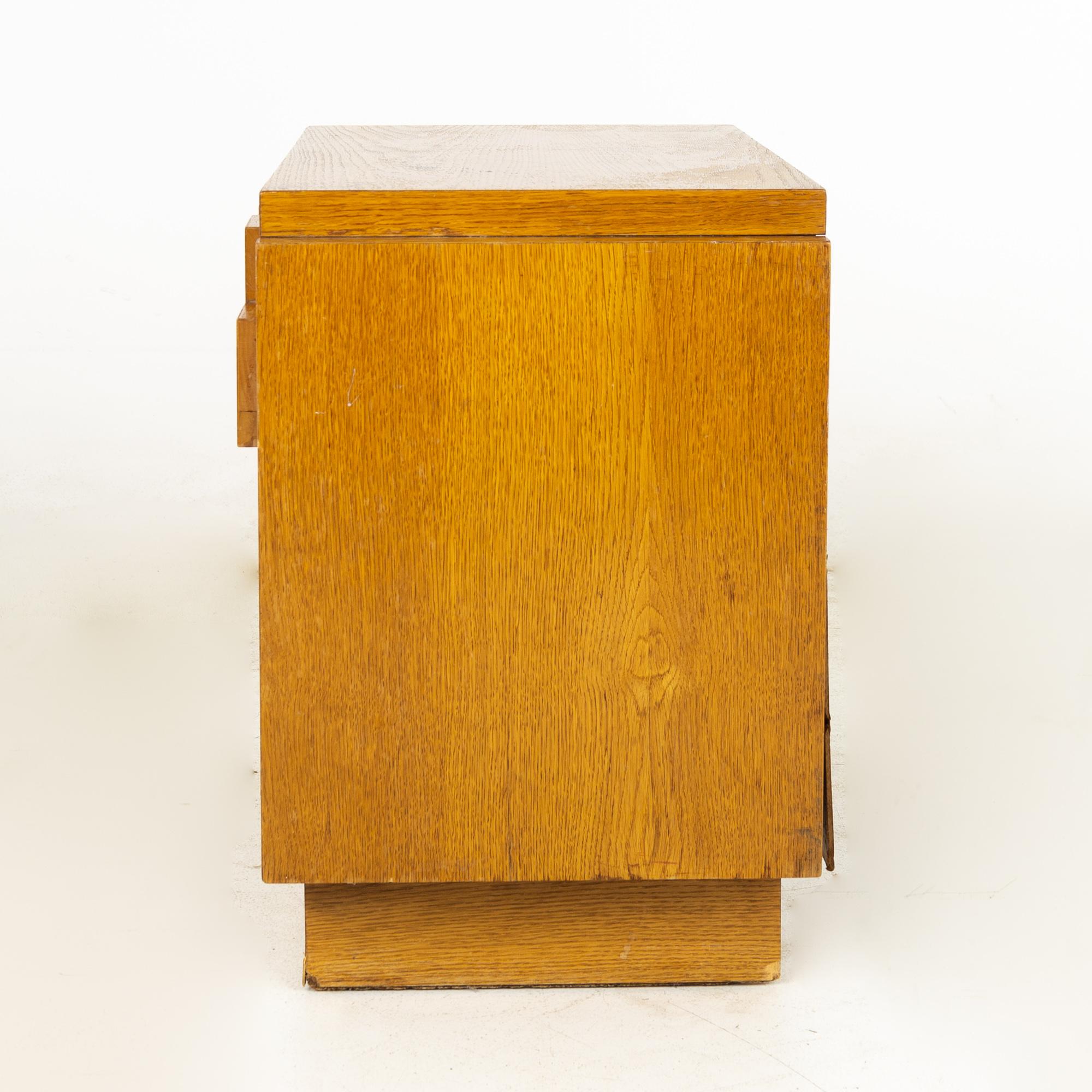 Lane Brutalist Mid Century Oak Nightstands, a Pair 3
