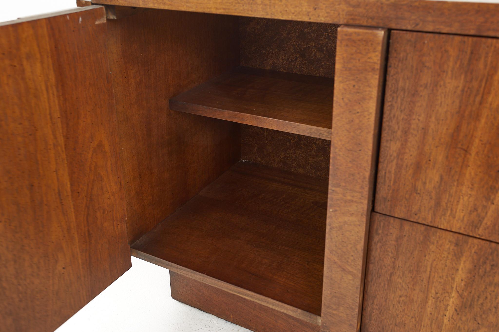 Lane Brutalist Mid Century Offset Walnut Buffet and Hutch 5