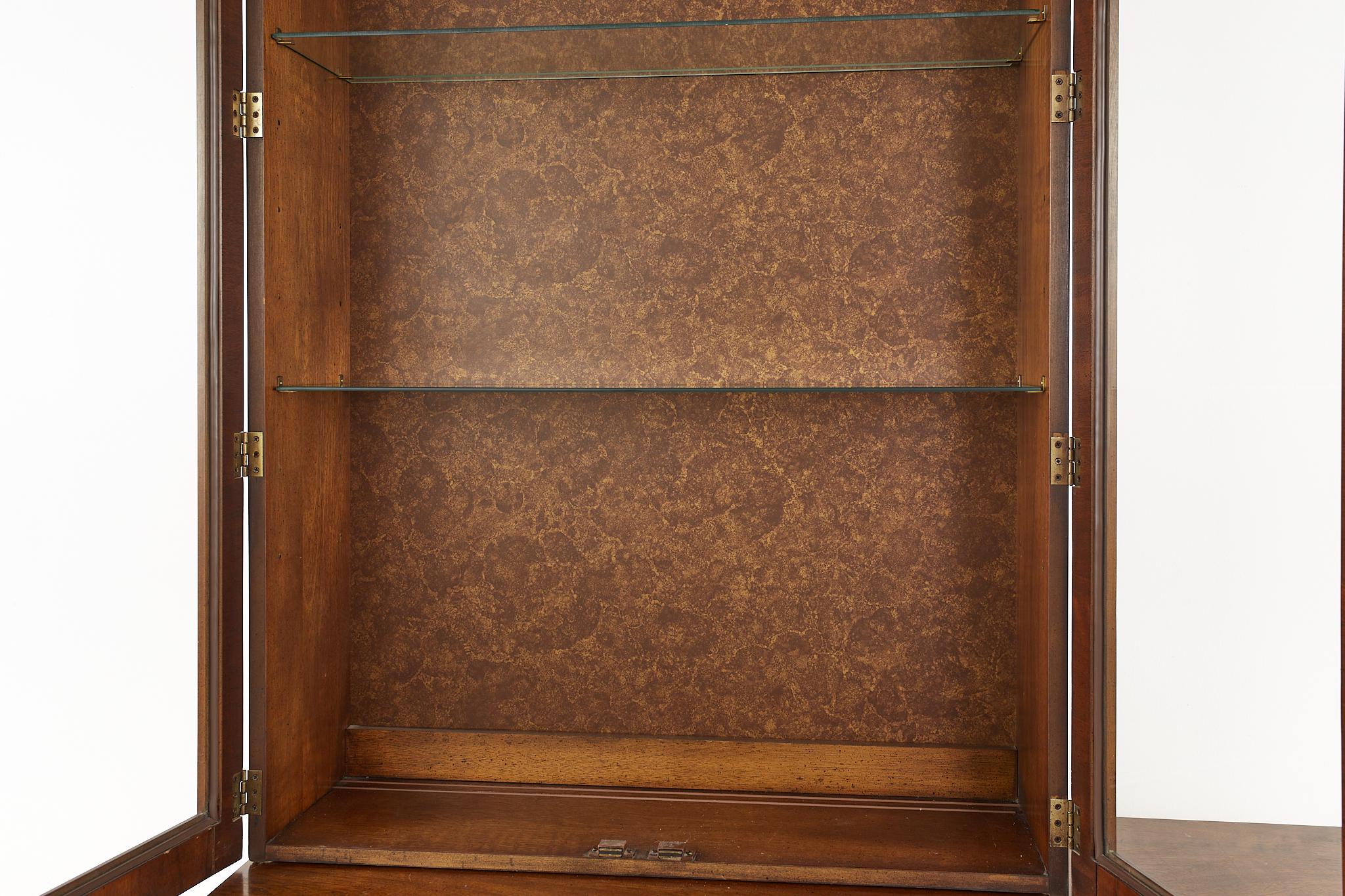 Late 20th Century Lane Brutalist Mid Century Offset Walnut Buffet and Hutch