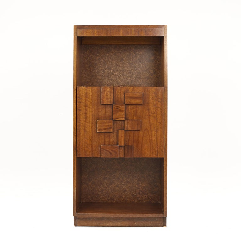 Lane Brutalist Mid Century Staccato Walnut Drop Down Bar A