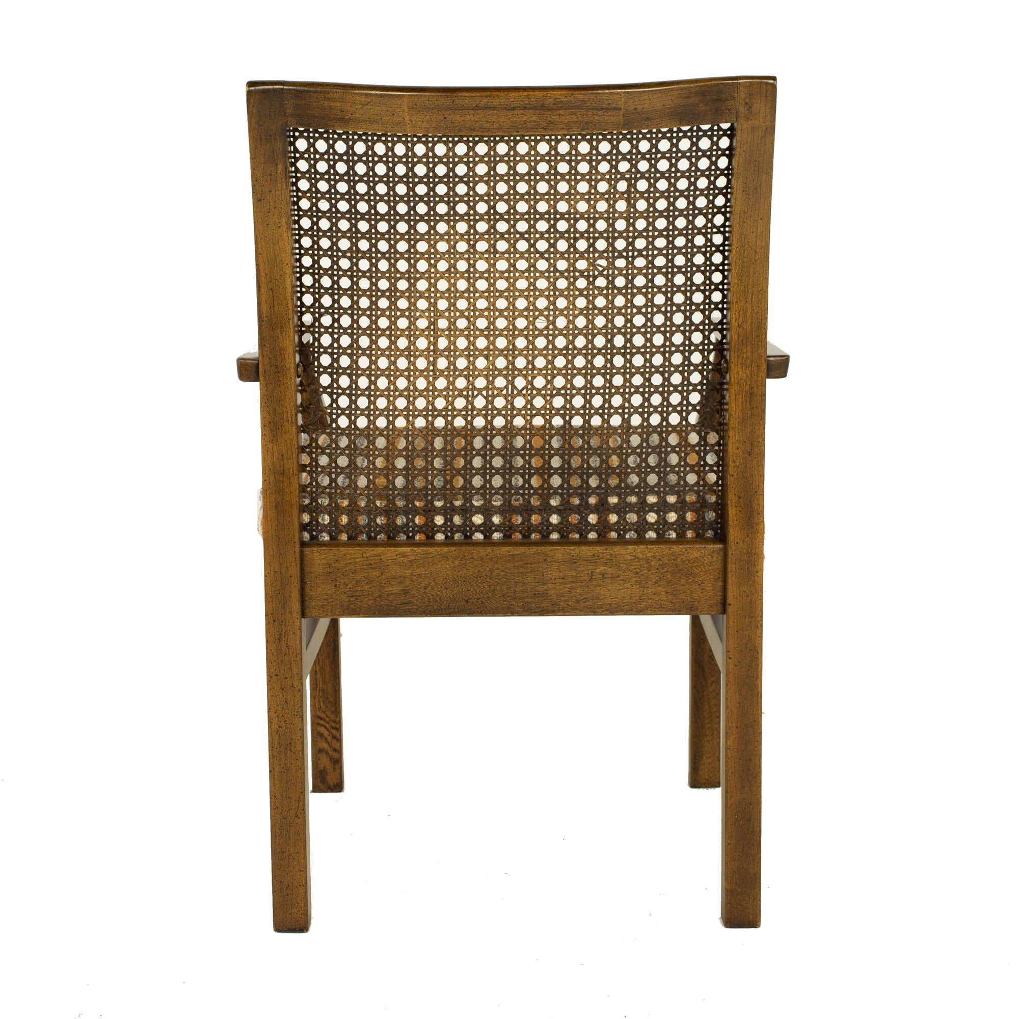 Lane Brutalist Mid Century Walnut & Cane Back Dining Chairs, Set of 6 7