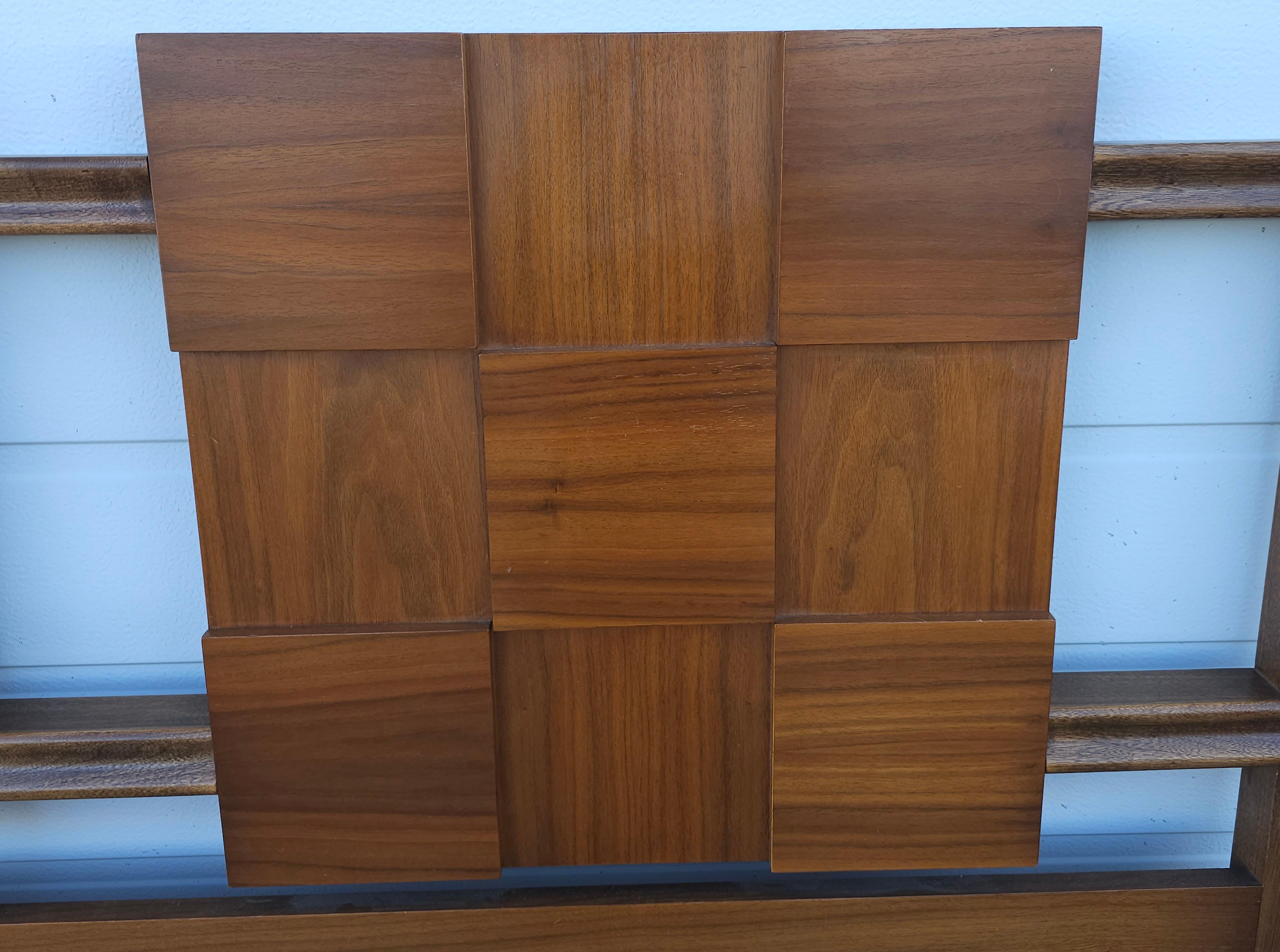 Other Lane Brutalist Mid-Century Walnut Full Size Headboard For Sale