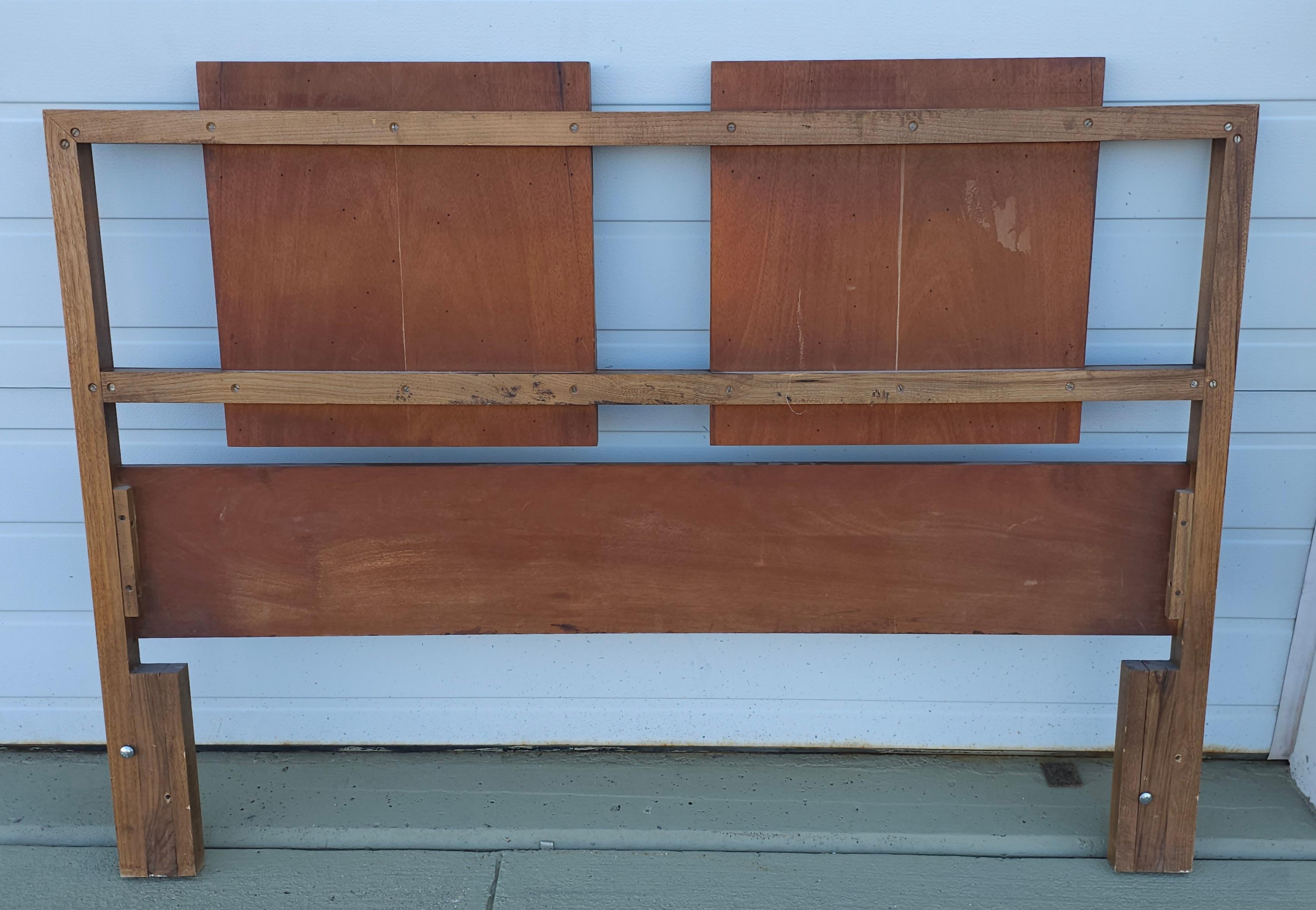 Lane Brutalist Mid-Century Walnut Full Size Headboard For Sale 1