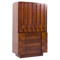 Comò Highboy in noce brutalista di metà secolo Lane's
