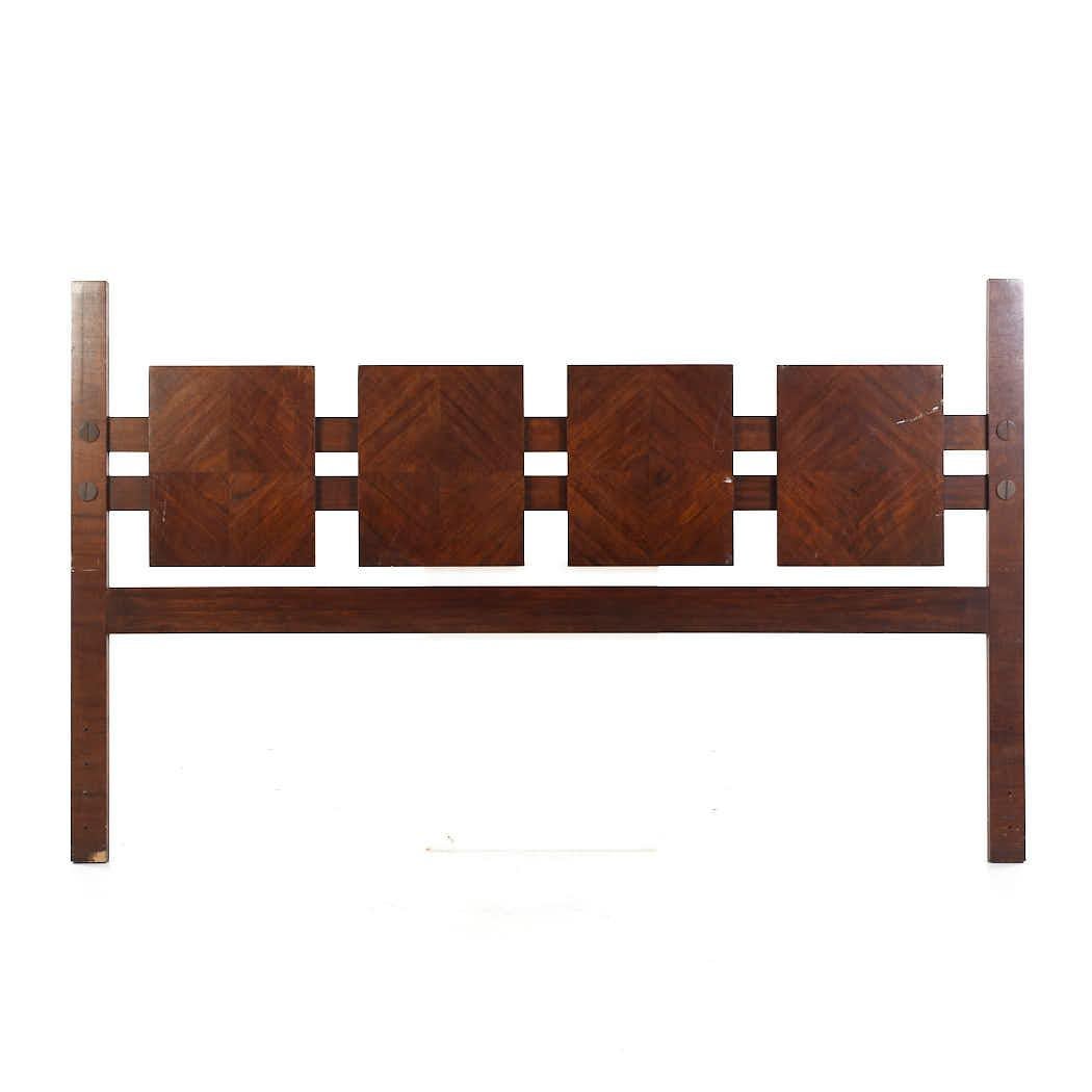 Lane Brutalist Mid Century Walnut King Headboard

This headboard measures: 80.25 wide x 1.25 deep x 49 inches high

All pieces of furniture can be had in what we call restored vintage condition. That means the piece is restored upon purchase so it’s