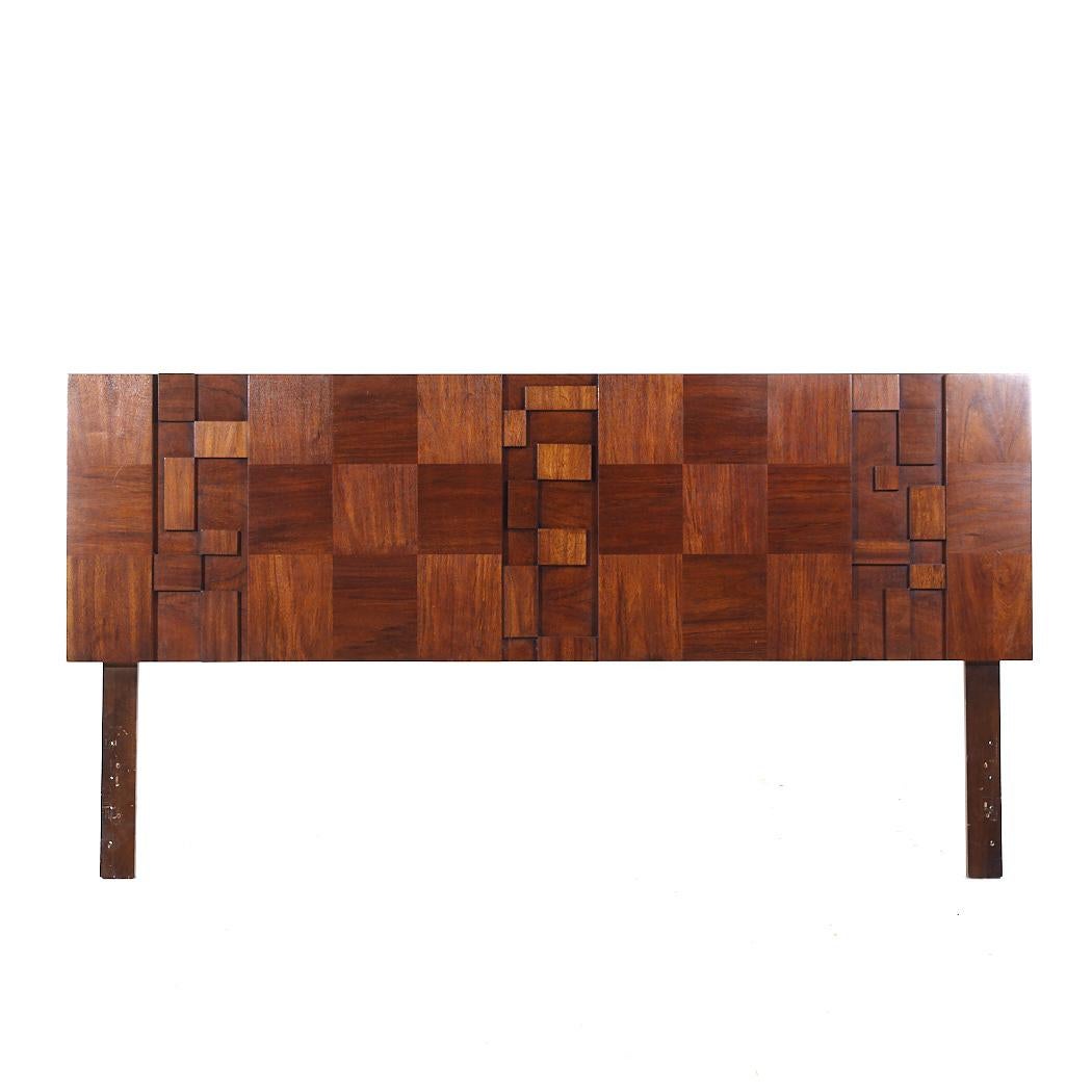 Lane Brutalist Mid Century Walnut King Headboard

This headboard measures: 80 wide x 1.75 deep x 42 inches high

All pieces of furniture can be had in what we call restored vintage condition. That means the piece is restored upon purchase so it’s