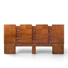 Lane Brutalist Mid Century Walnut King Headboard