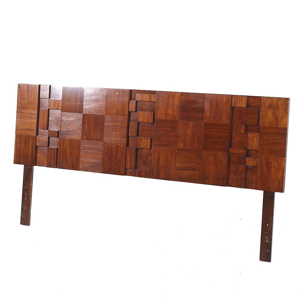 Mid-Century Modern Lane Brutalist Mid Century Walnut King Headboard