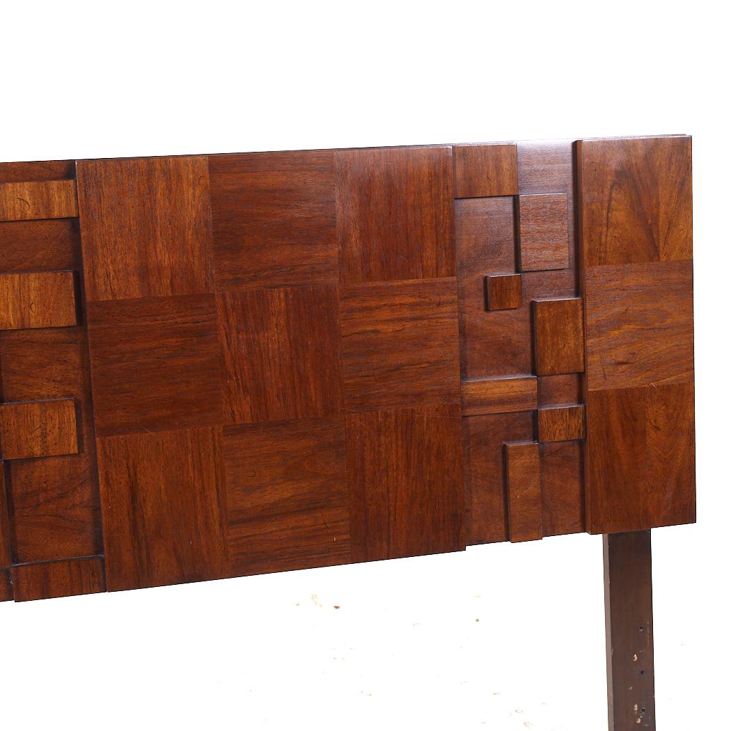 Lane Brutalist Mid Century Walnut King Headboard In Good Condition In Countryside, IL