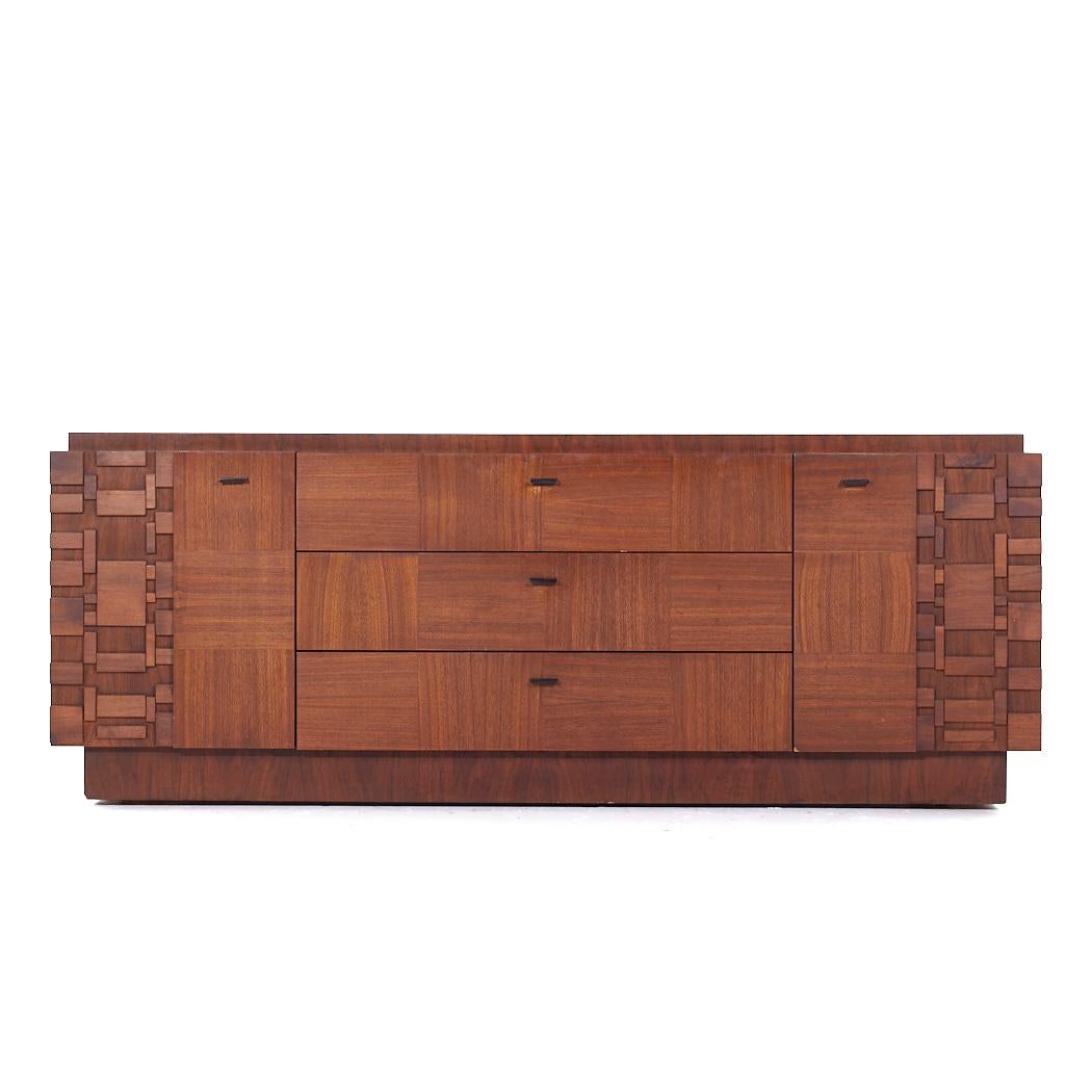 Lane Brutalist Mid Century Walnut Lowboy Dresser

This lowboy measures: 80 wide x 20.25 deep x 31 inches high

All pieces of furniture can be had in what we call restored vintage condition. That means the piece is restored upon purchase so it’s free