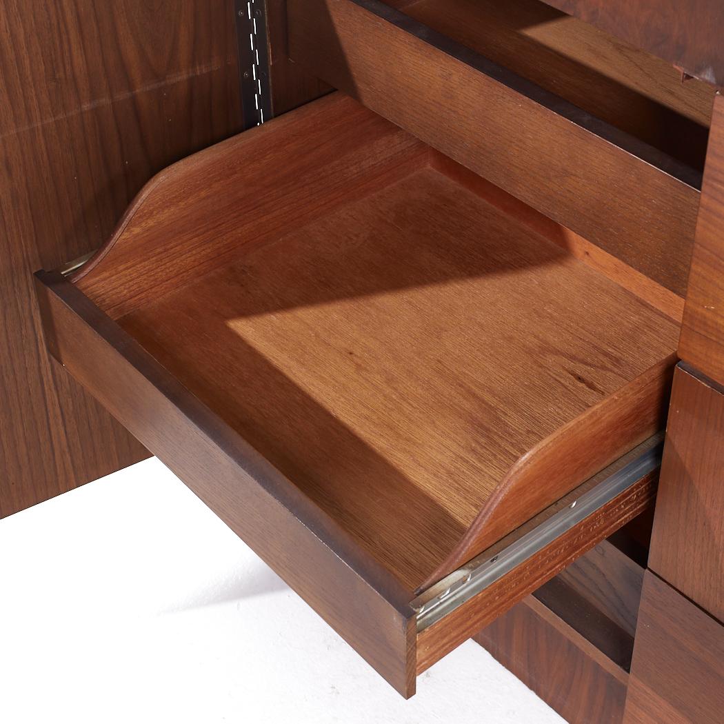 Lane Brutalist Mid Century Walnut Lowboy Dresser For Sale 1