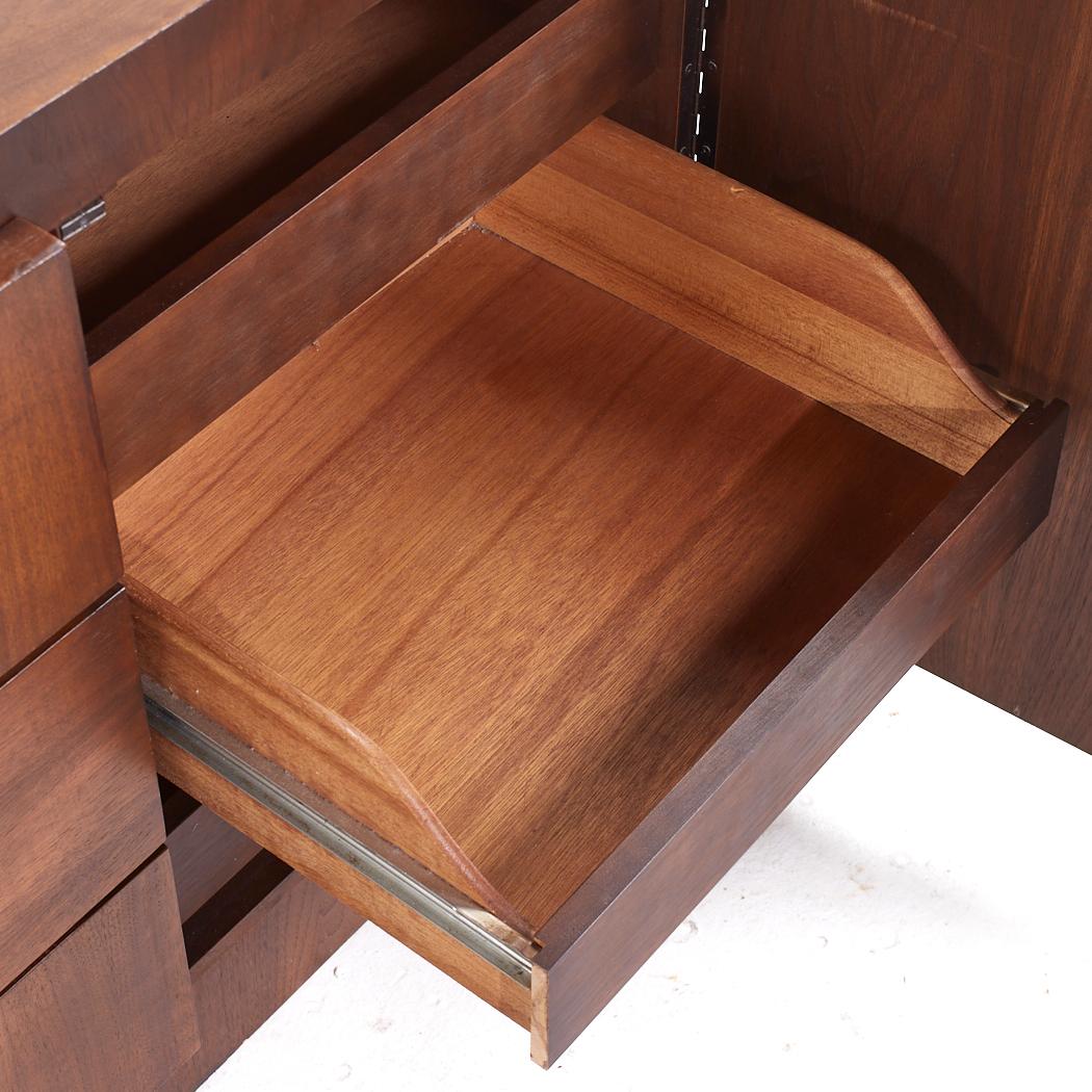 Lane Brutalist Mid Century Walnut Lowboy Dresser For Sale 1