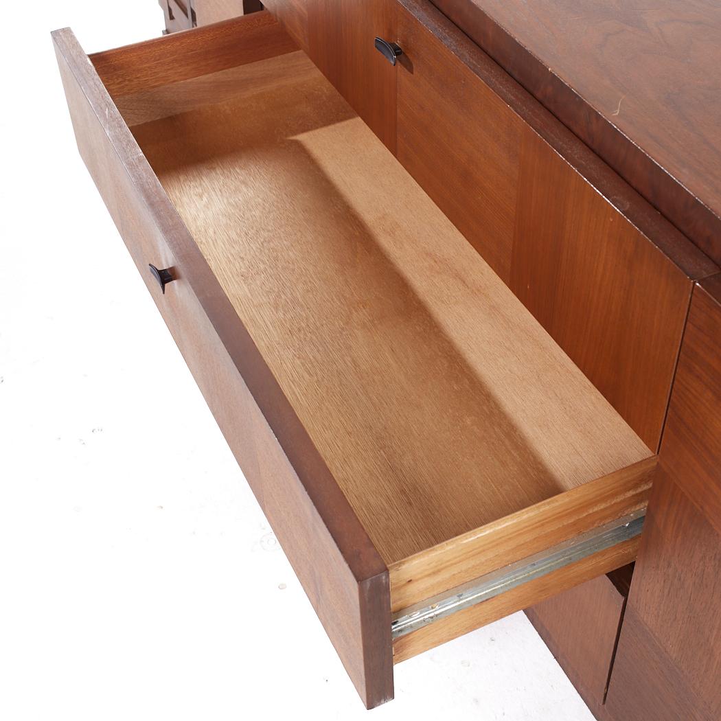 Lane Brutalist Mid Century Walnut Lowboy Dresser For Sale 2