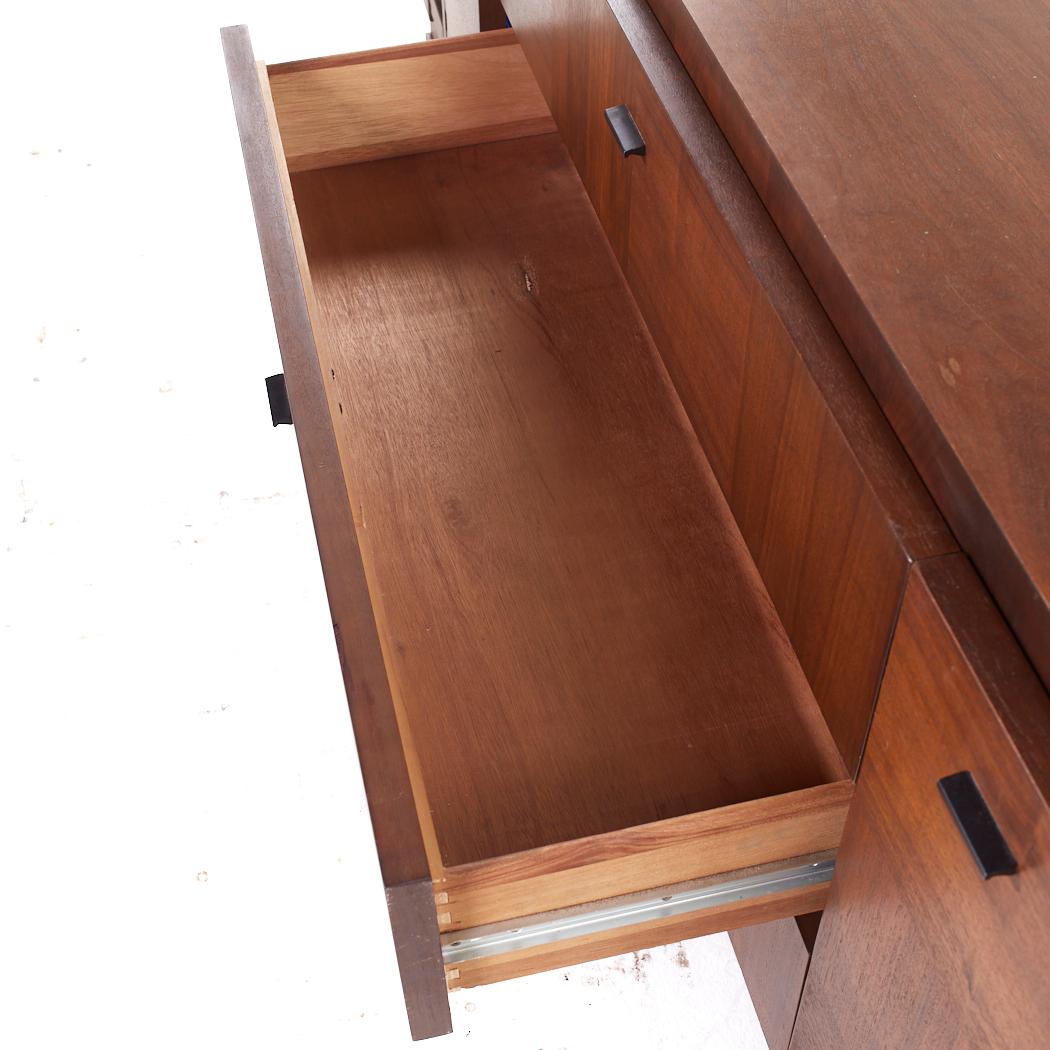 Lane Brutalist Mid Century Walnut Lowboy Dresser For Sale 2