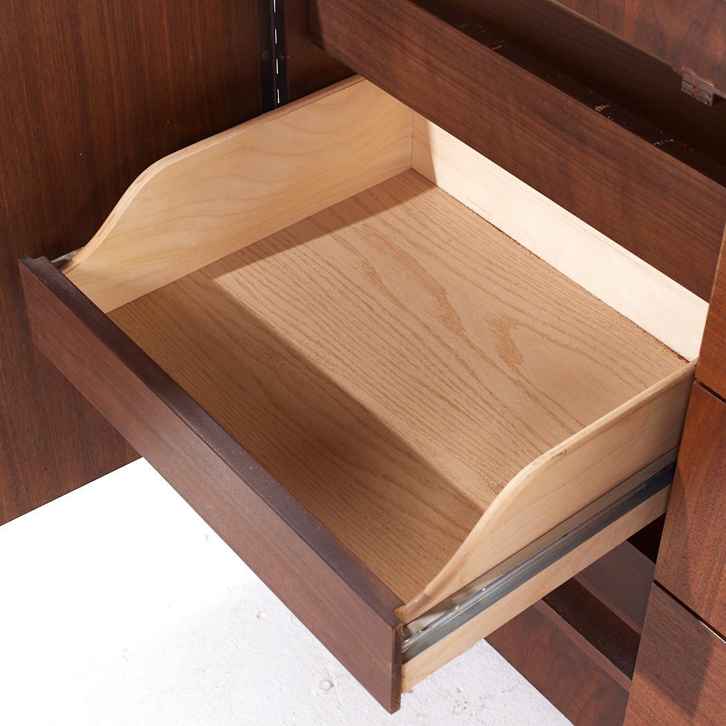Lane Brutalist Mid Century Walnut Lowboy Dresser For Sale 2