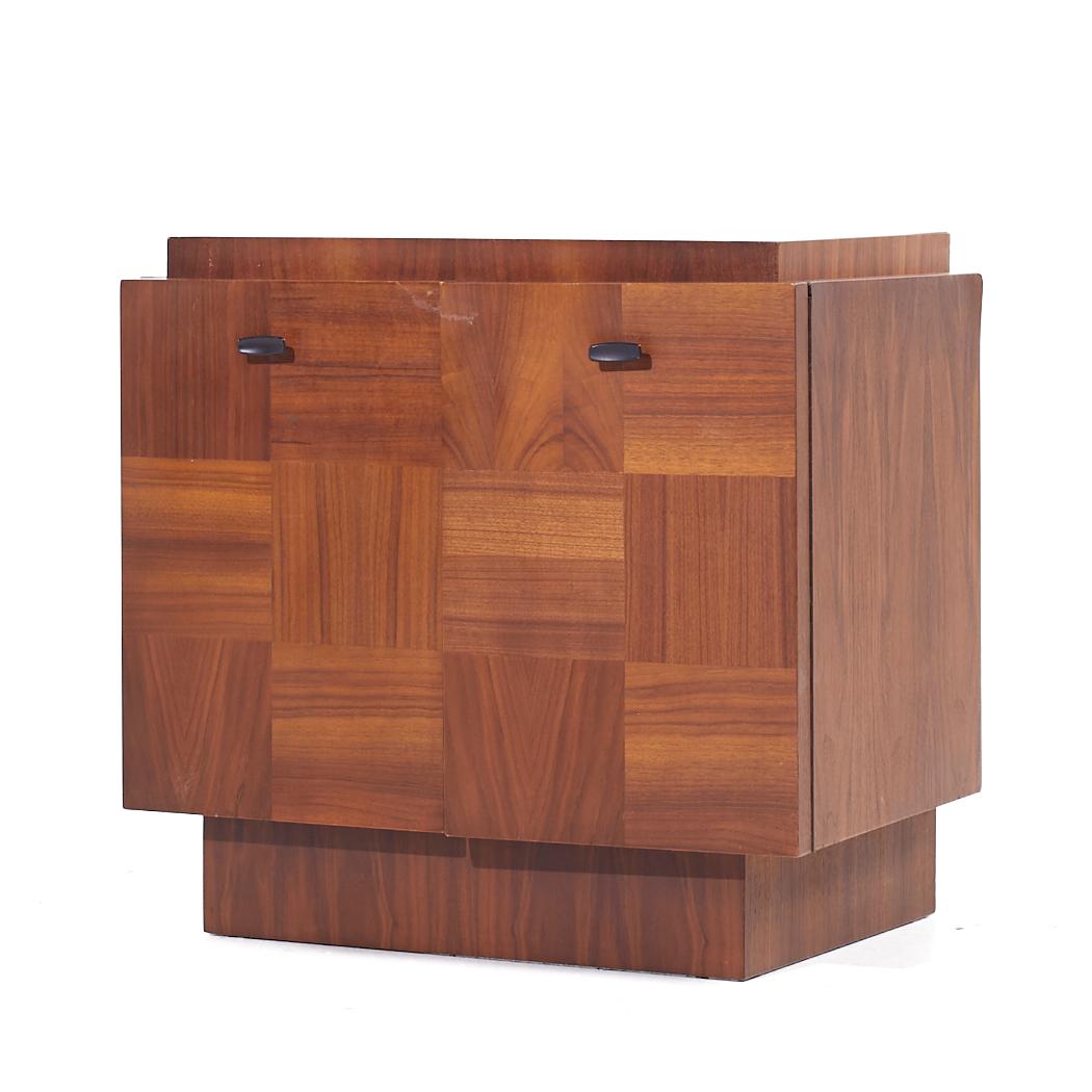 Late 20th Century Lane Brutalist Mid Century Walnut Nightstands - Pair For Sale