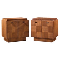 Lane Brutalist Mid Century Walnut Nightstands - Pair