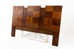 Lane Brutalist Mid Century Walnut Queen Headboard