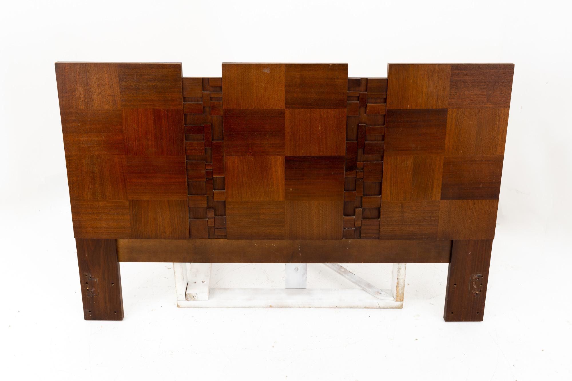 Mid-Century Modern Lane Brutalist Mid Century Walnut Queen Headboard For Sale